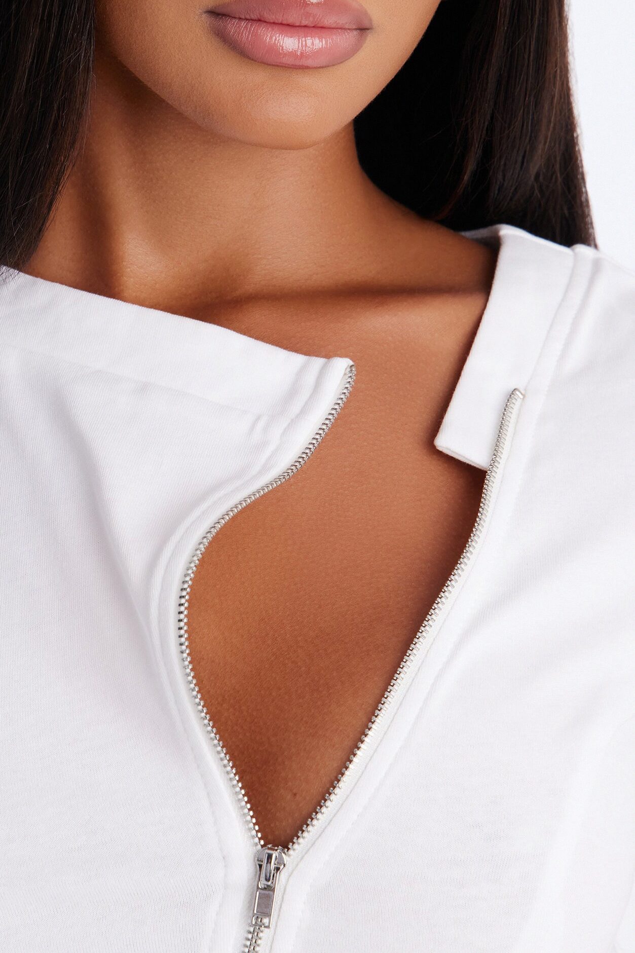 Unzip Me Ruched Short Sleeve Top - White