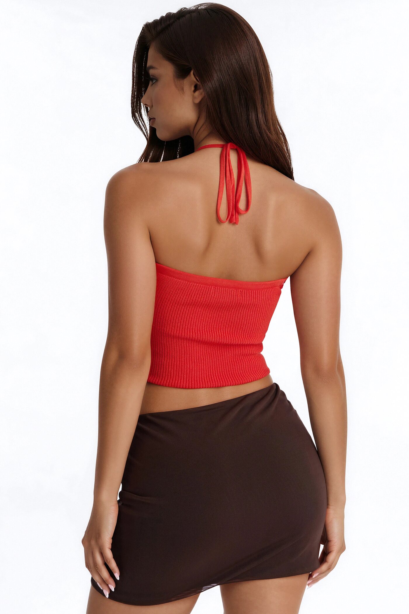 Taliyah Twist Sweater Halter Top - Orange