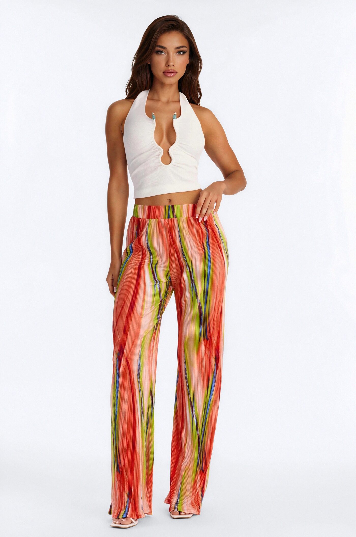 Pure Bliss Printed Plisse Pant - Green/combo