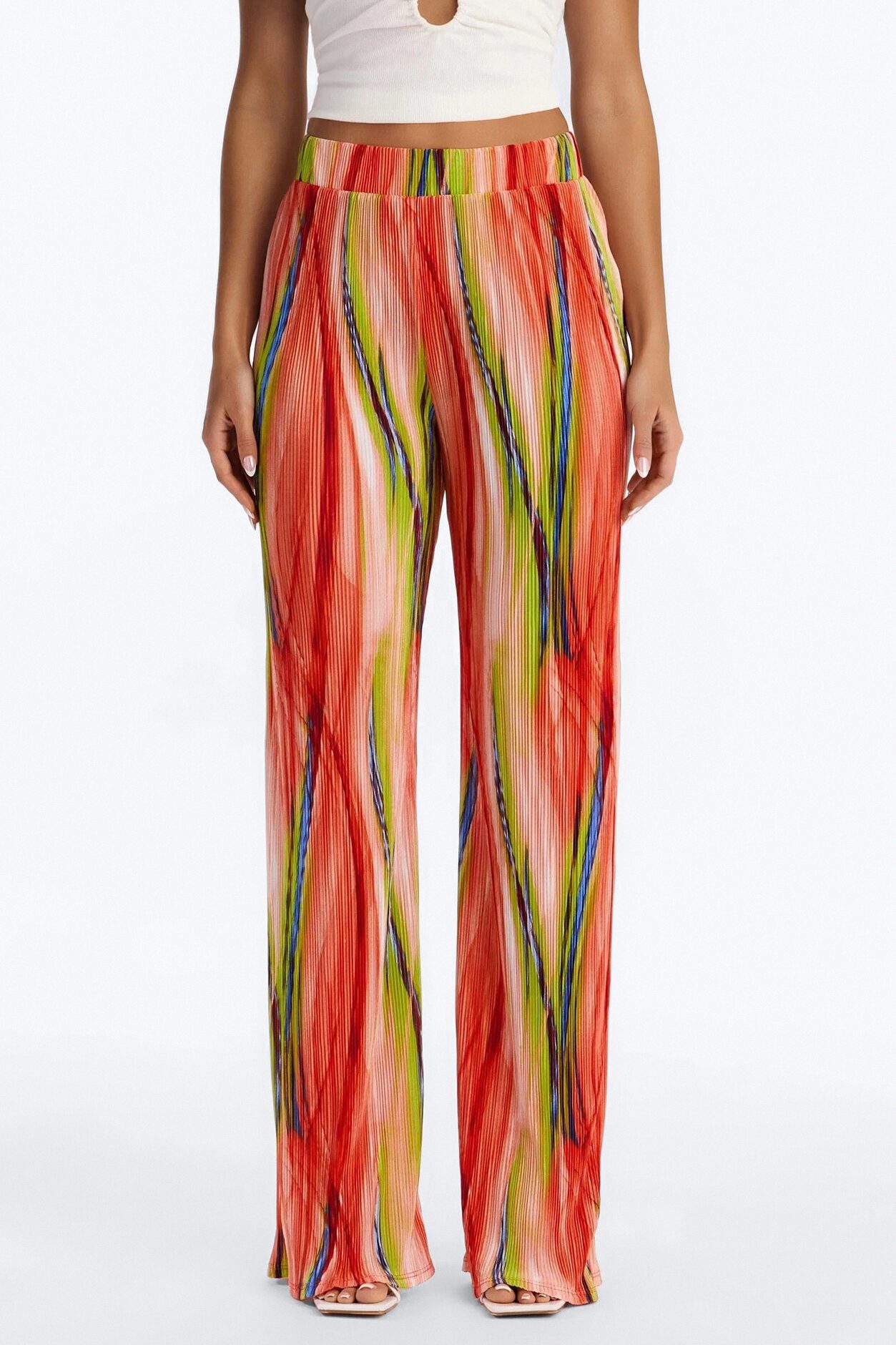 Pure Bliss Printed Plisse Pant - Green/combo