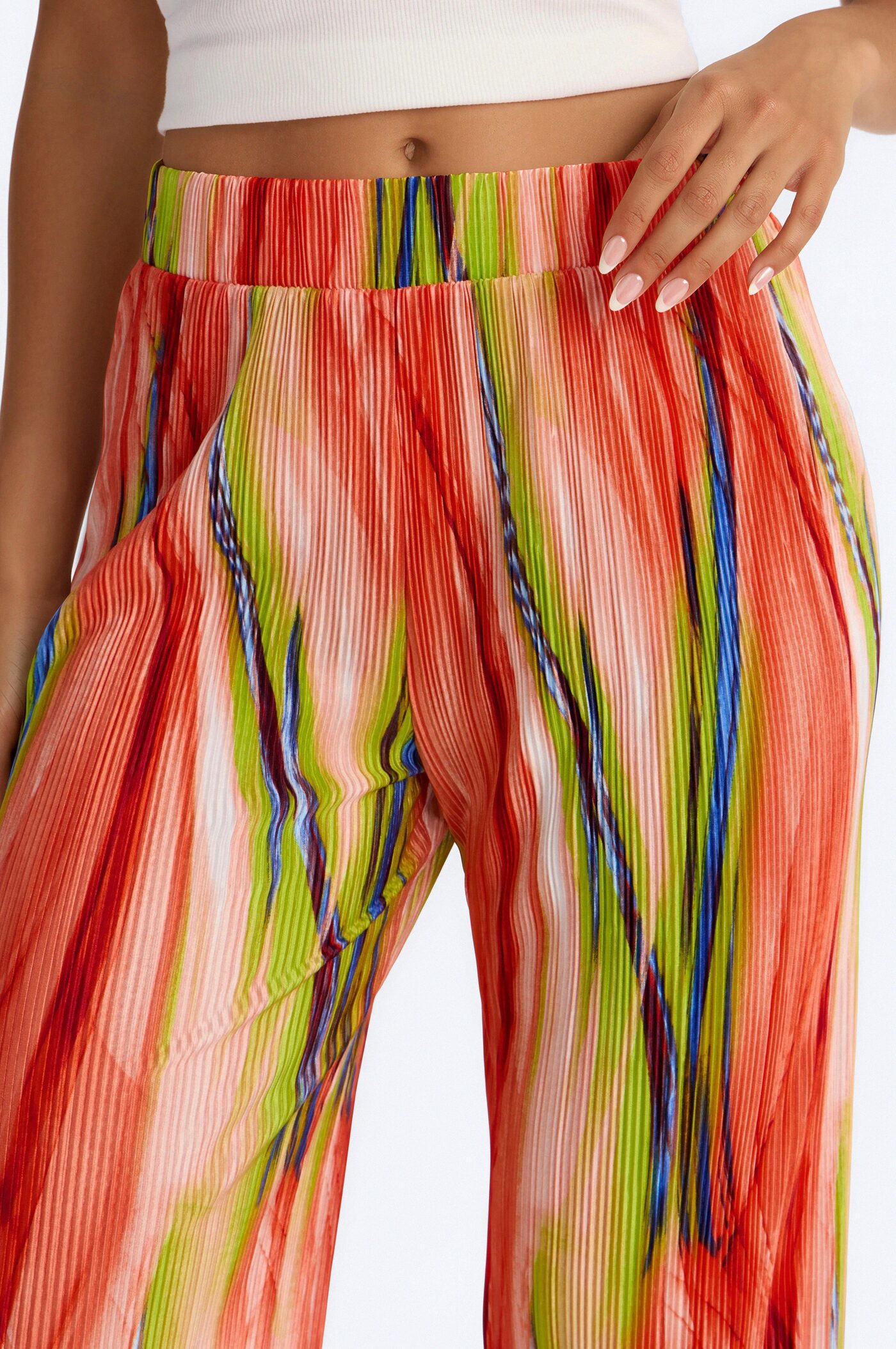 Pure Bliss Printed Plisse Pant - Green/combo