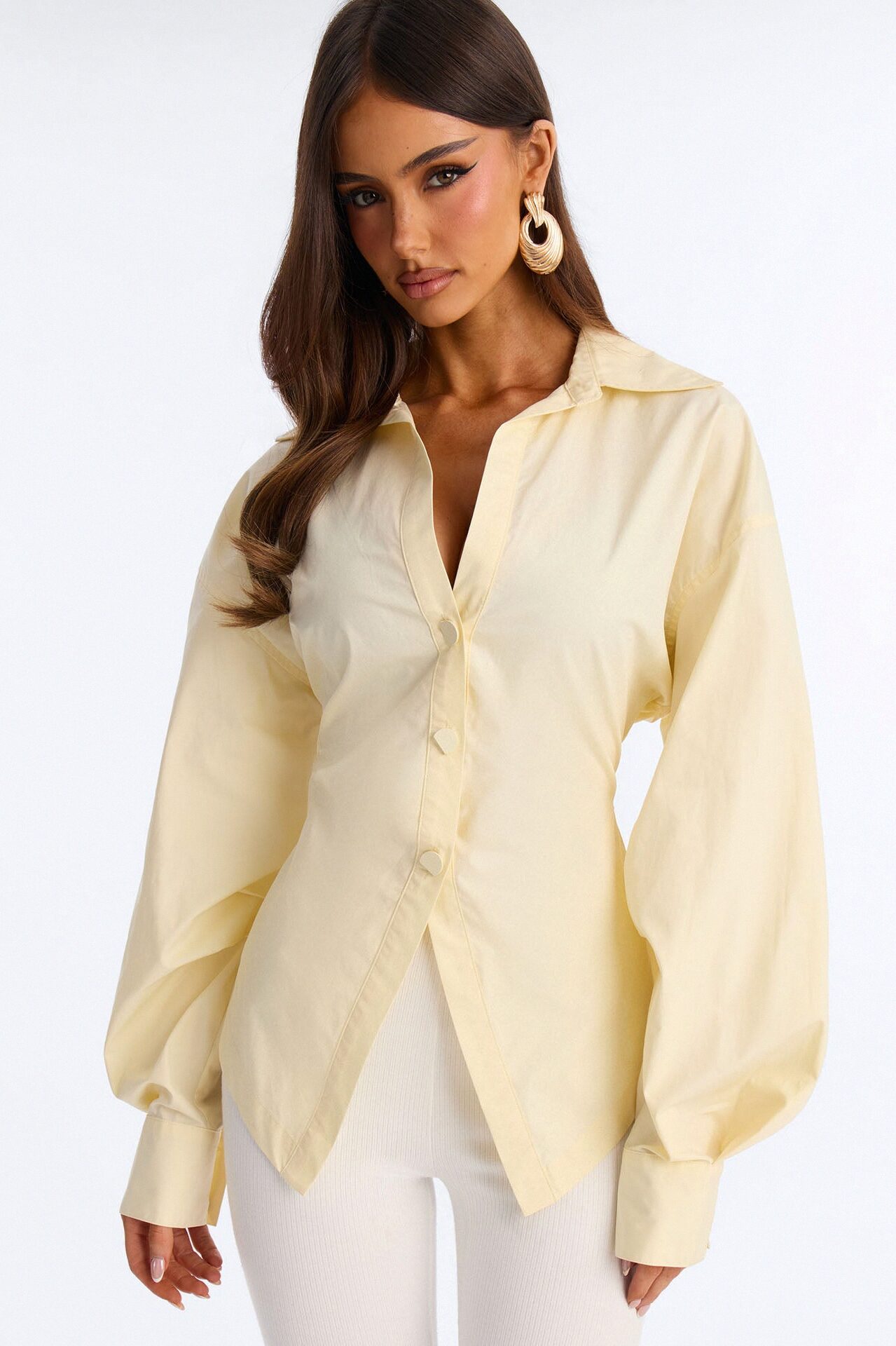 Junie Oversized Button Down Top - Butter Yellow