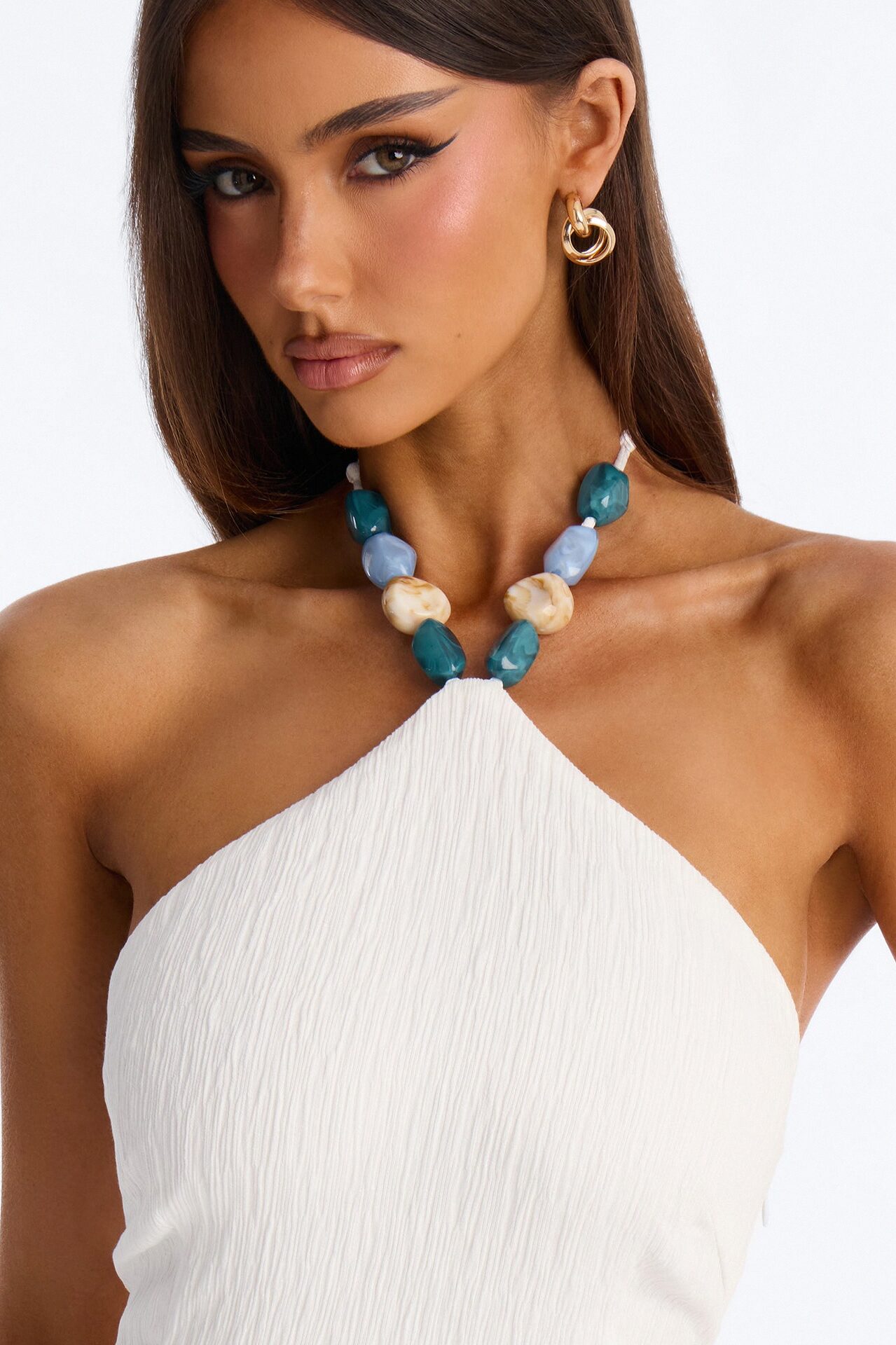 Rylee Halter Maxi Dress - White