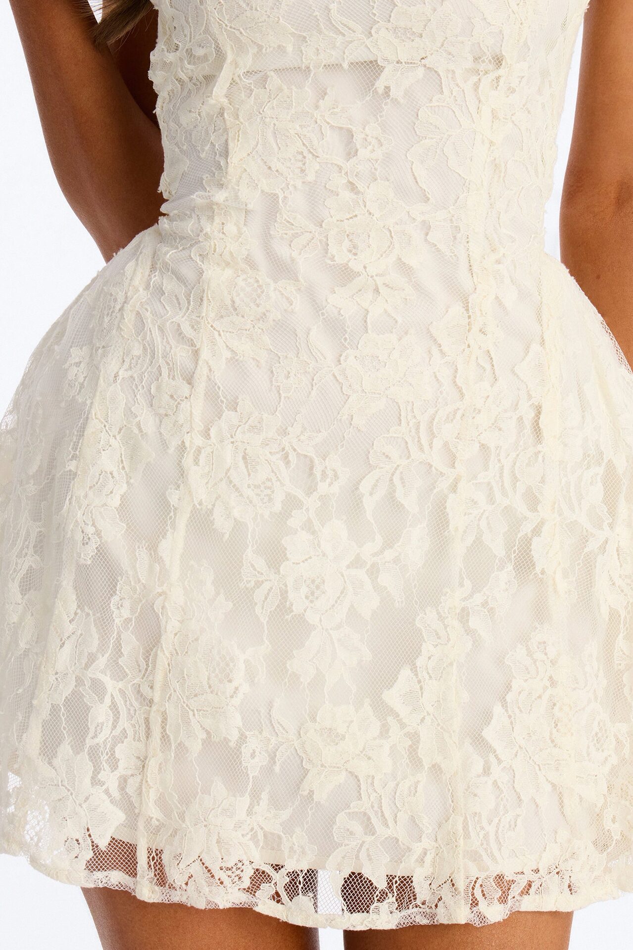 Little Miss Perfect Lace Micro Mini Dress - Ivory