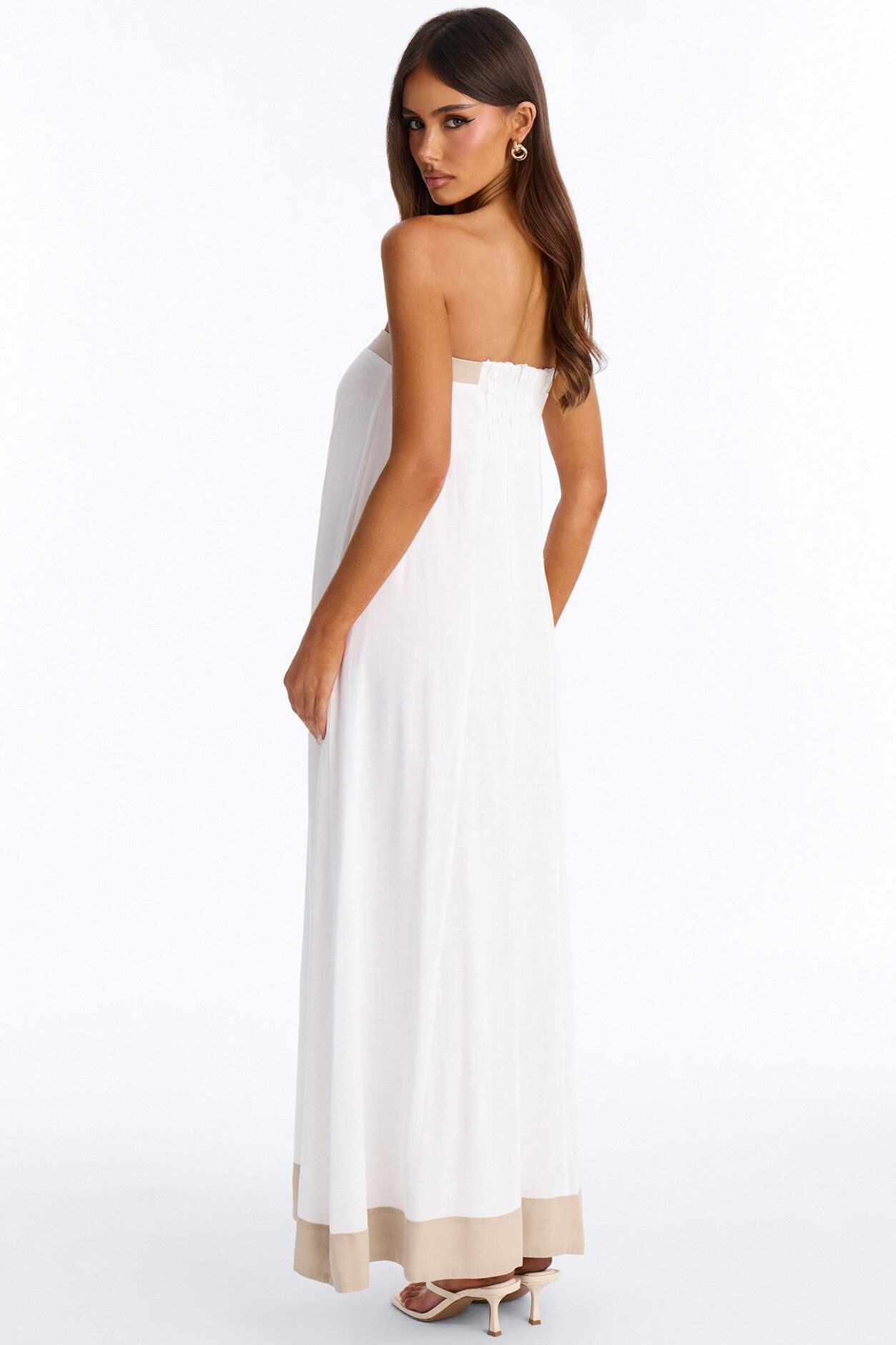 Keep It Cool Button Up Linen Maxi Dress - Cream/combo