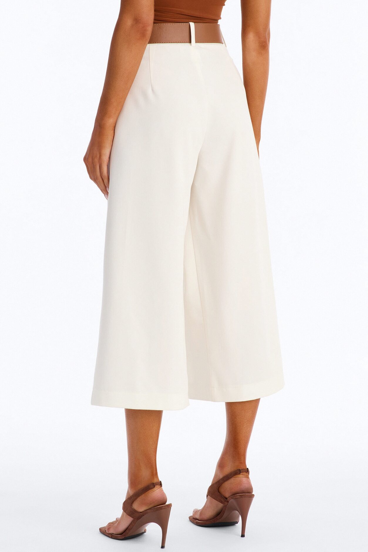 Misty High Rise Belted Culotte Trouser Pant - White