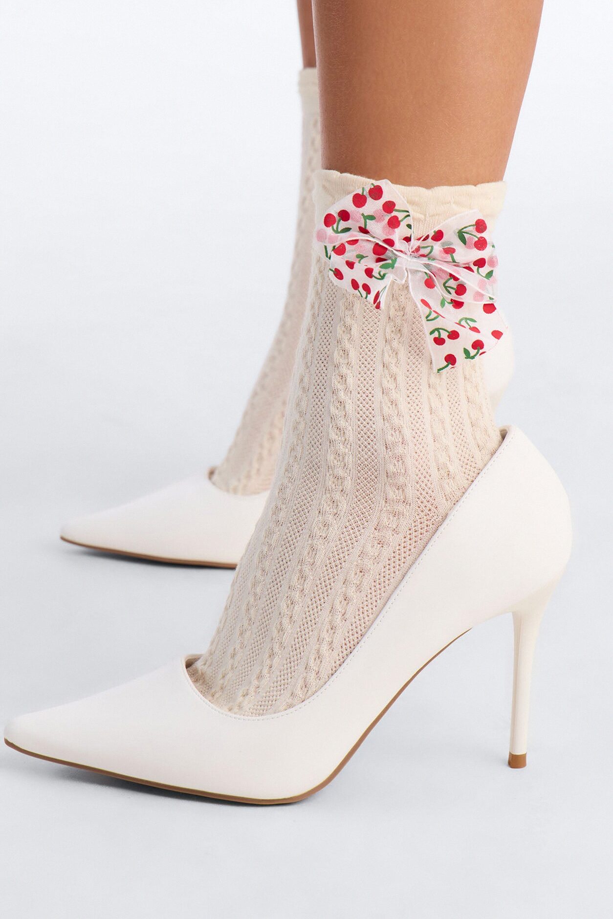 That Bow Girl Crew Socks - Ivory/combo