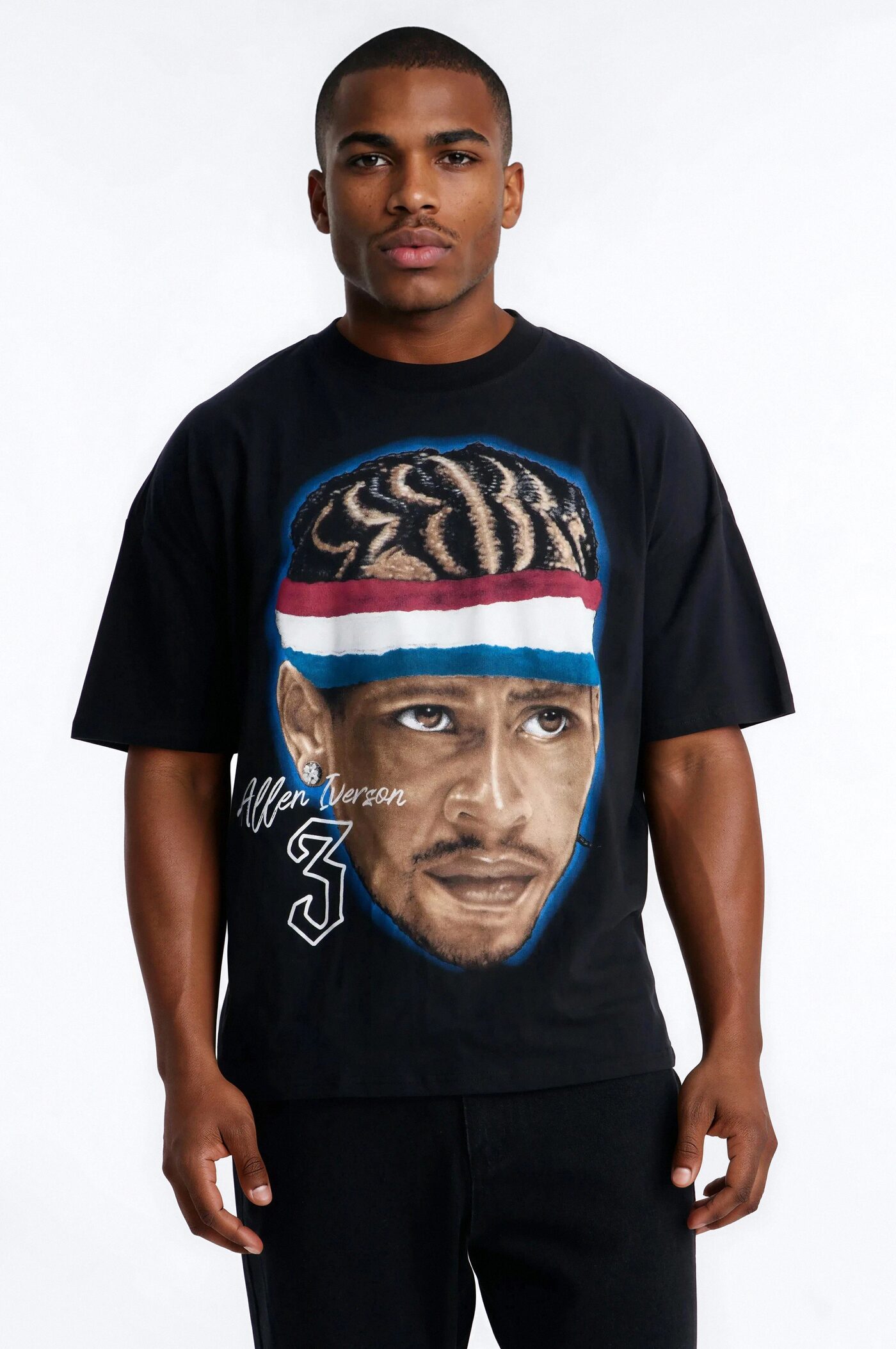 Allen Iverson Vintage Oversized Short Sleeve Tee - Black