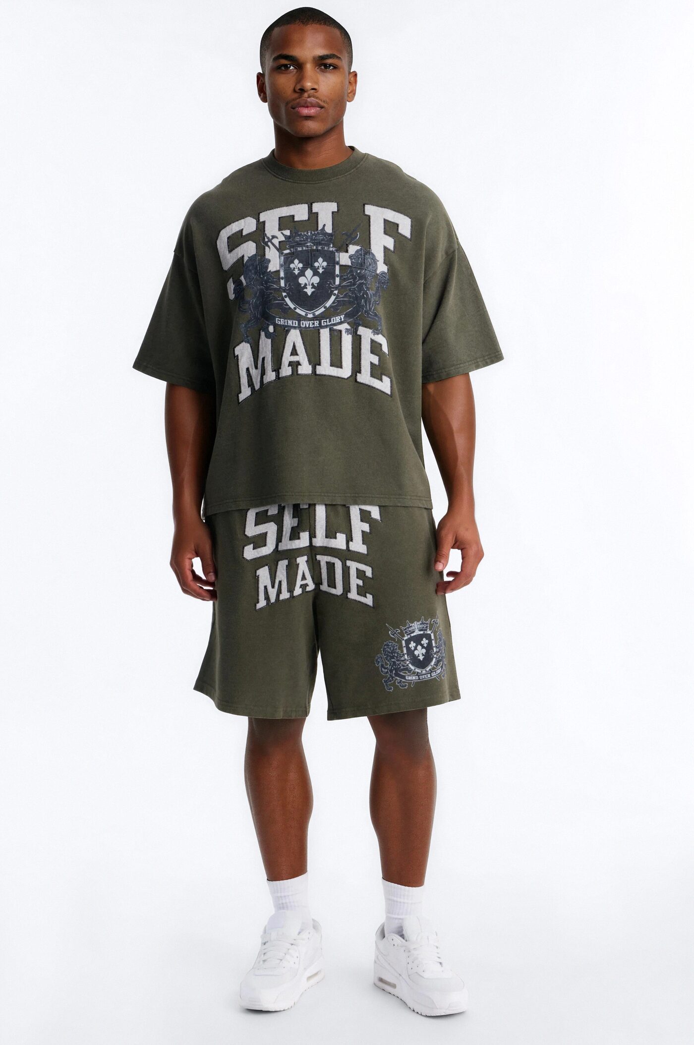 Self Made Patch Oversized French Terry Tee - Hunter Green