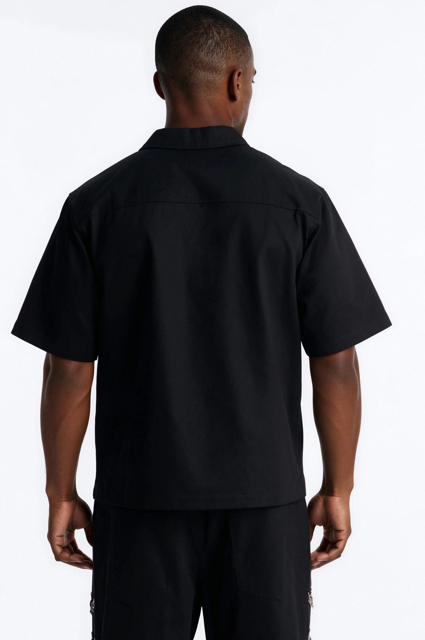 Relaxed Winged Viper Button Up Shirt - Black