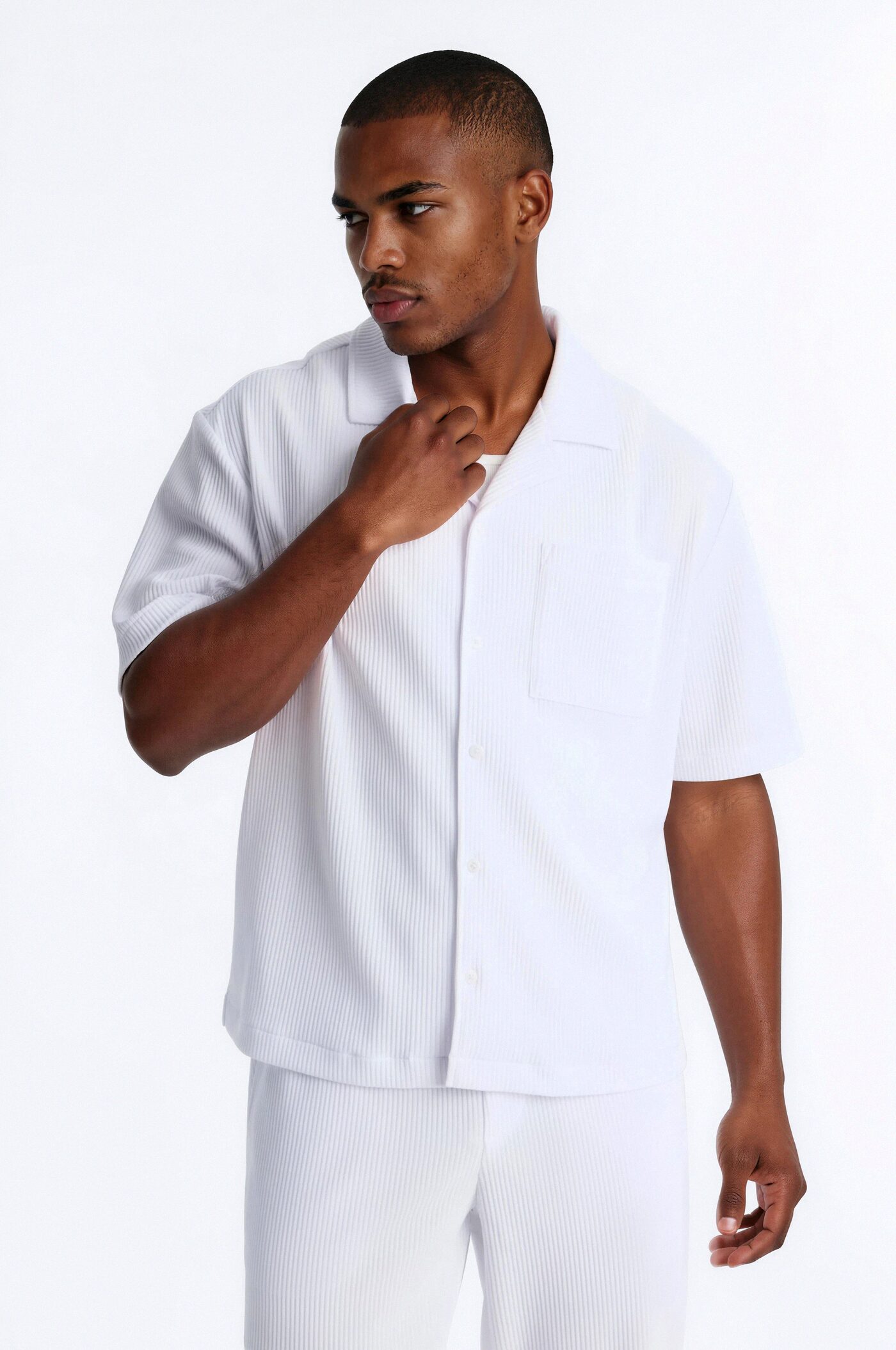 Show Up Short Sleeve Cuban Shirt - White