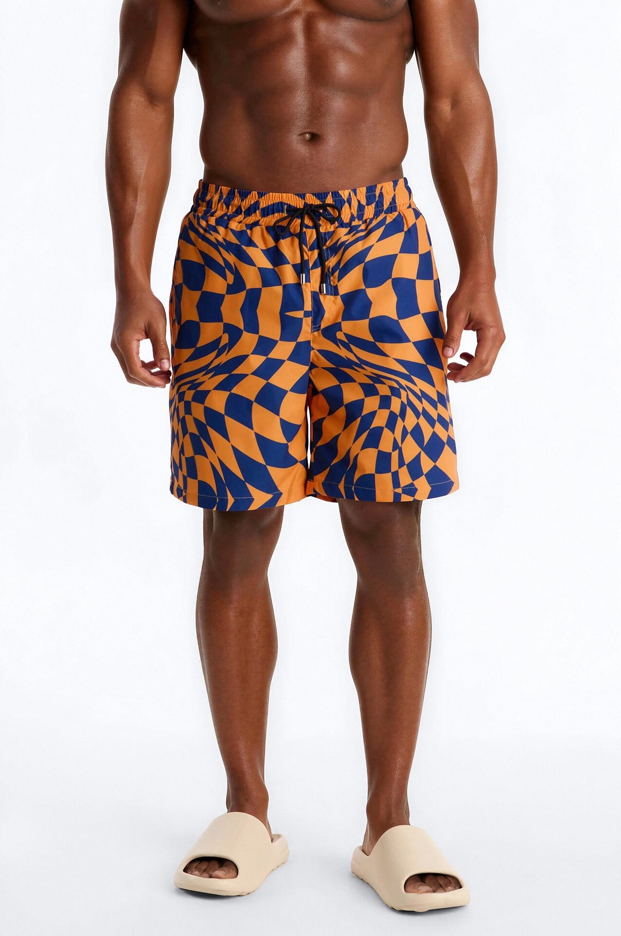 Checkered Daybreak Swim Trunk 7″ - Orange/combo