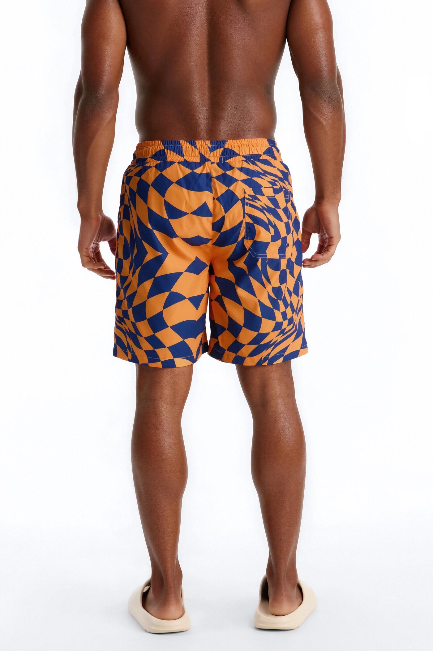 Checkered Daybreak Swim Trunk 7″ - Orange/combo