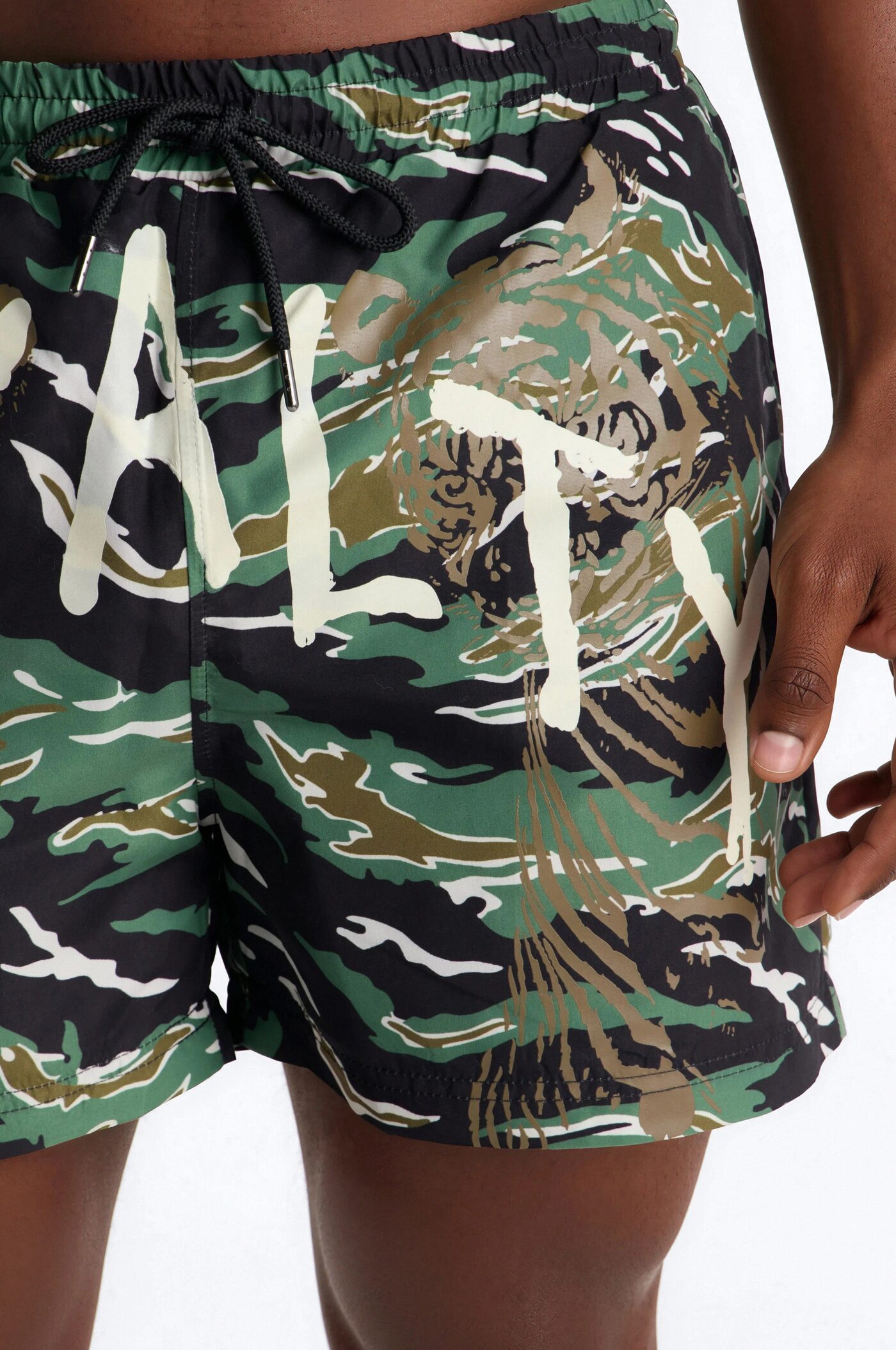 Loyalty First Camo Swim Trunk 4″ - Black/combo
