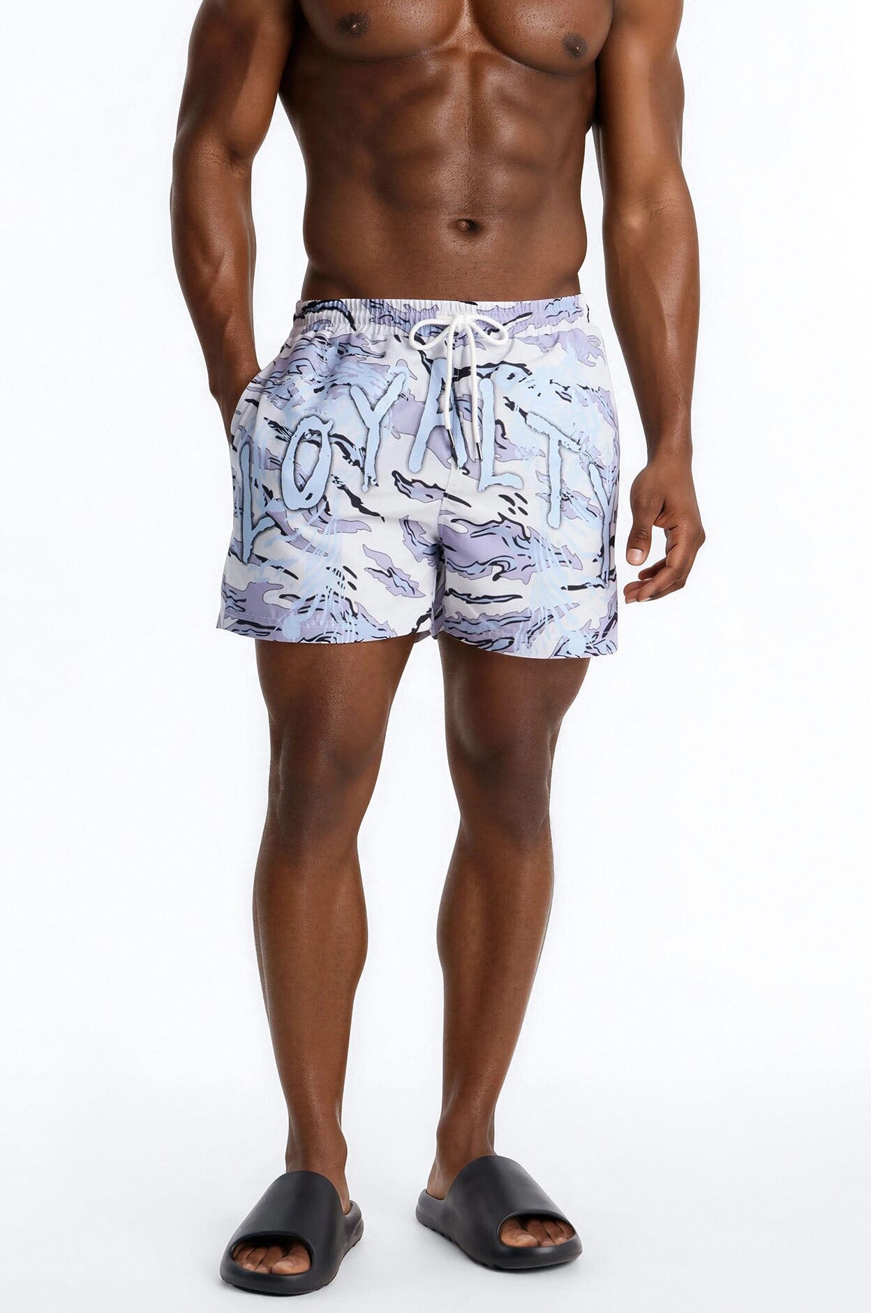 Loyalty First Camo Swim Trunk 4″ - Purple/combo