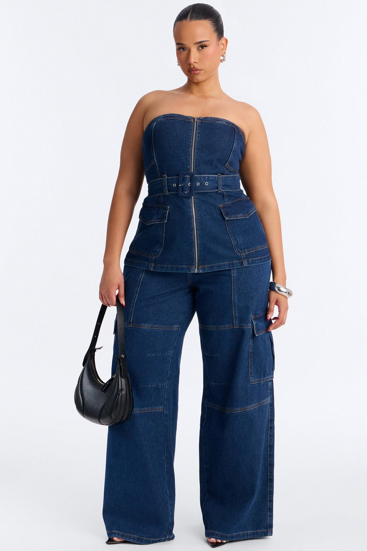 Kenny Denim Strapless Pant Set - Denim