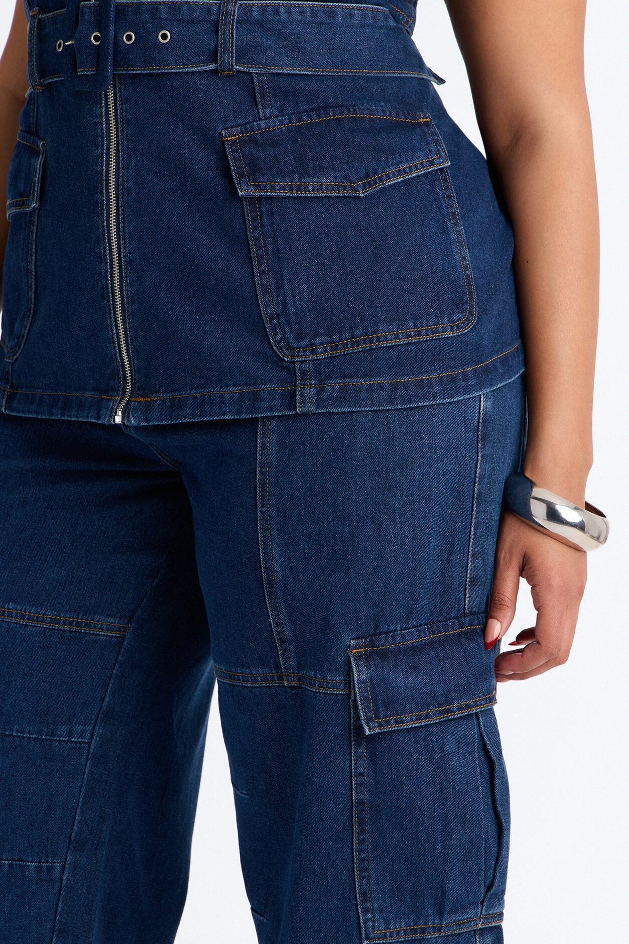 Kenny Denim Strapless Pant Set - Denim