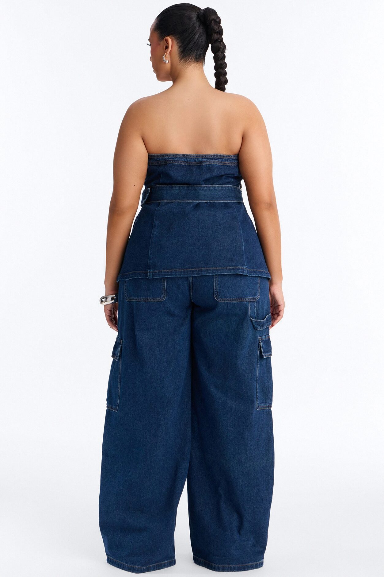 Kenny Denim Strapless Pant Set - Denim