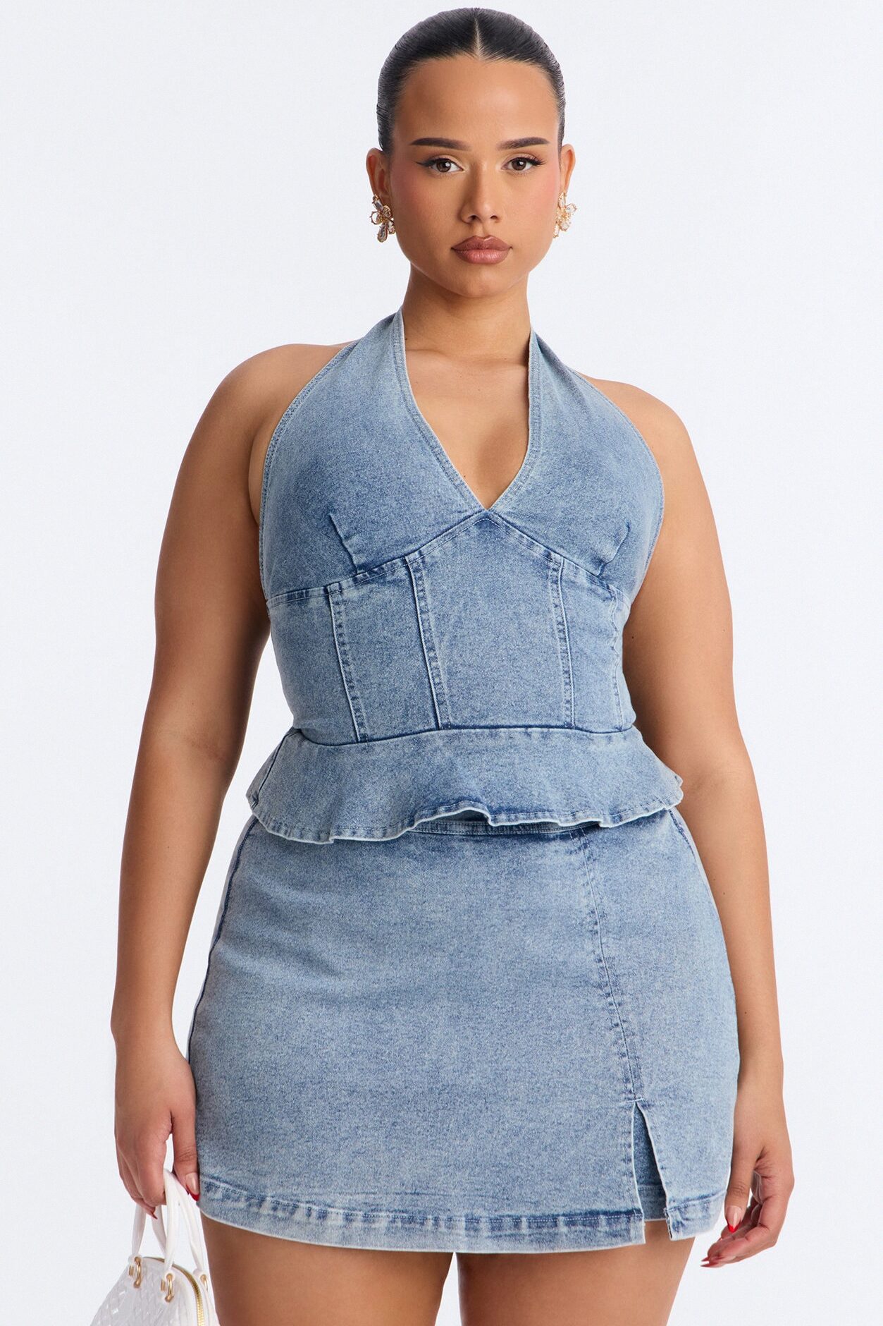 Karley Denim Skort Set - Light Wash