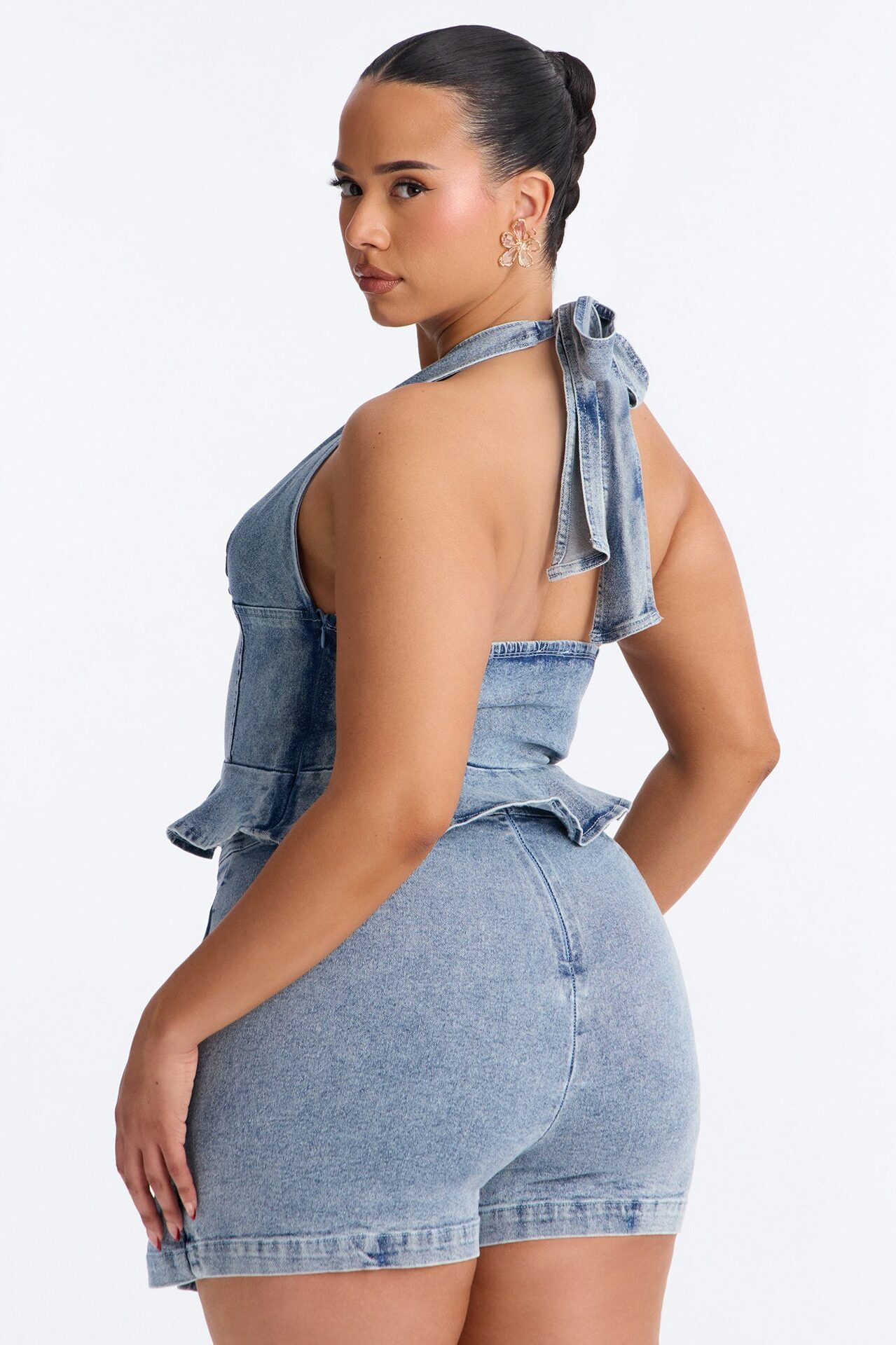 Karley Denim Skort Set - Light Wash