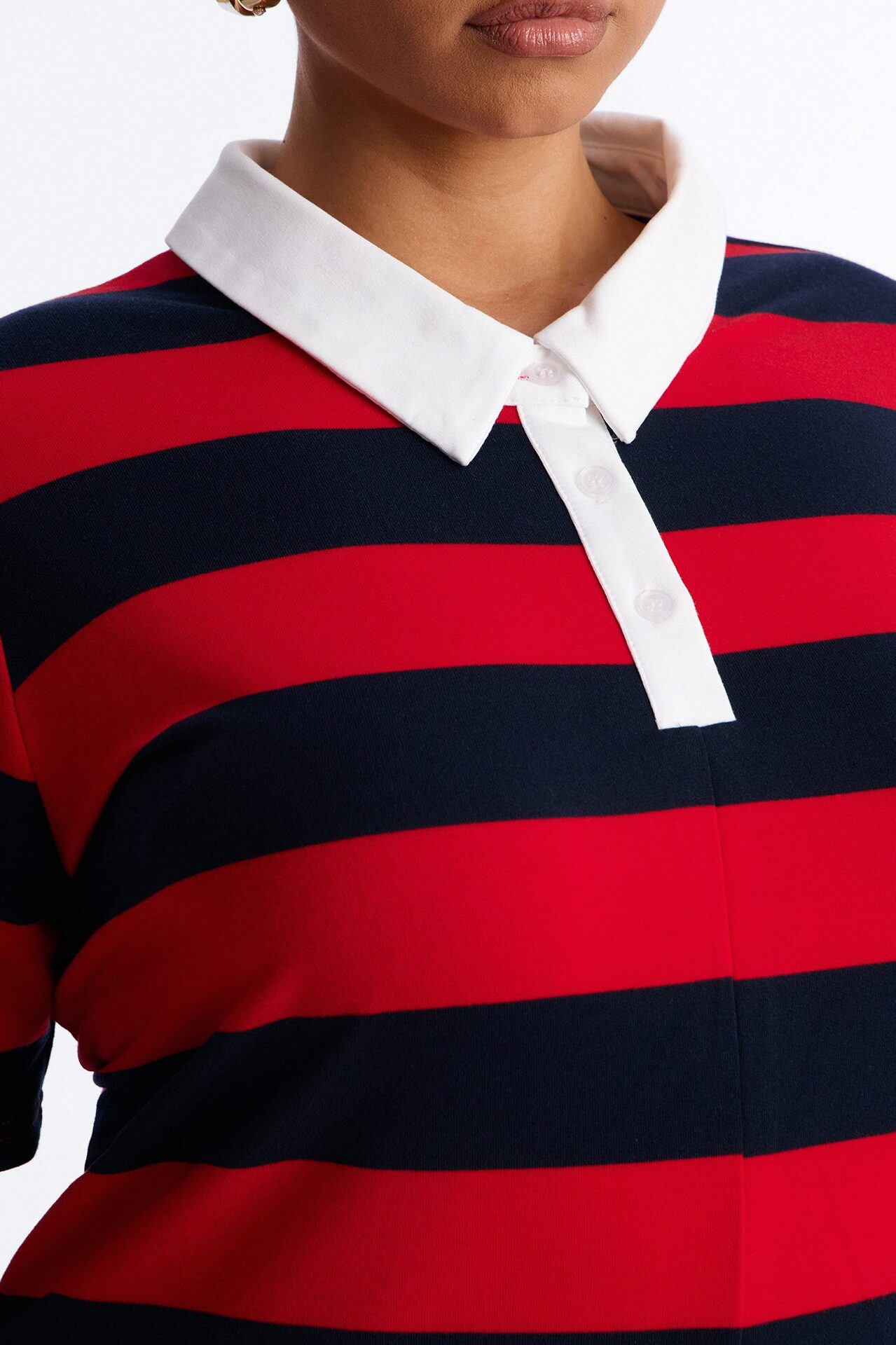 Bailey Striped Polo Romper - Burgundy