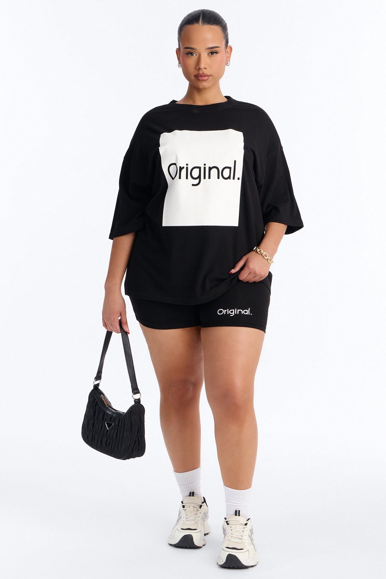 So Original Oversized T-Shirt Short Set - Black