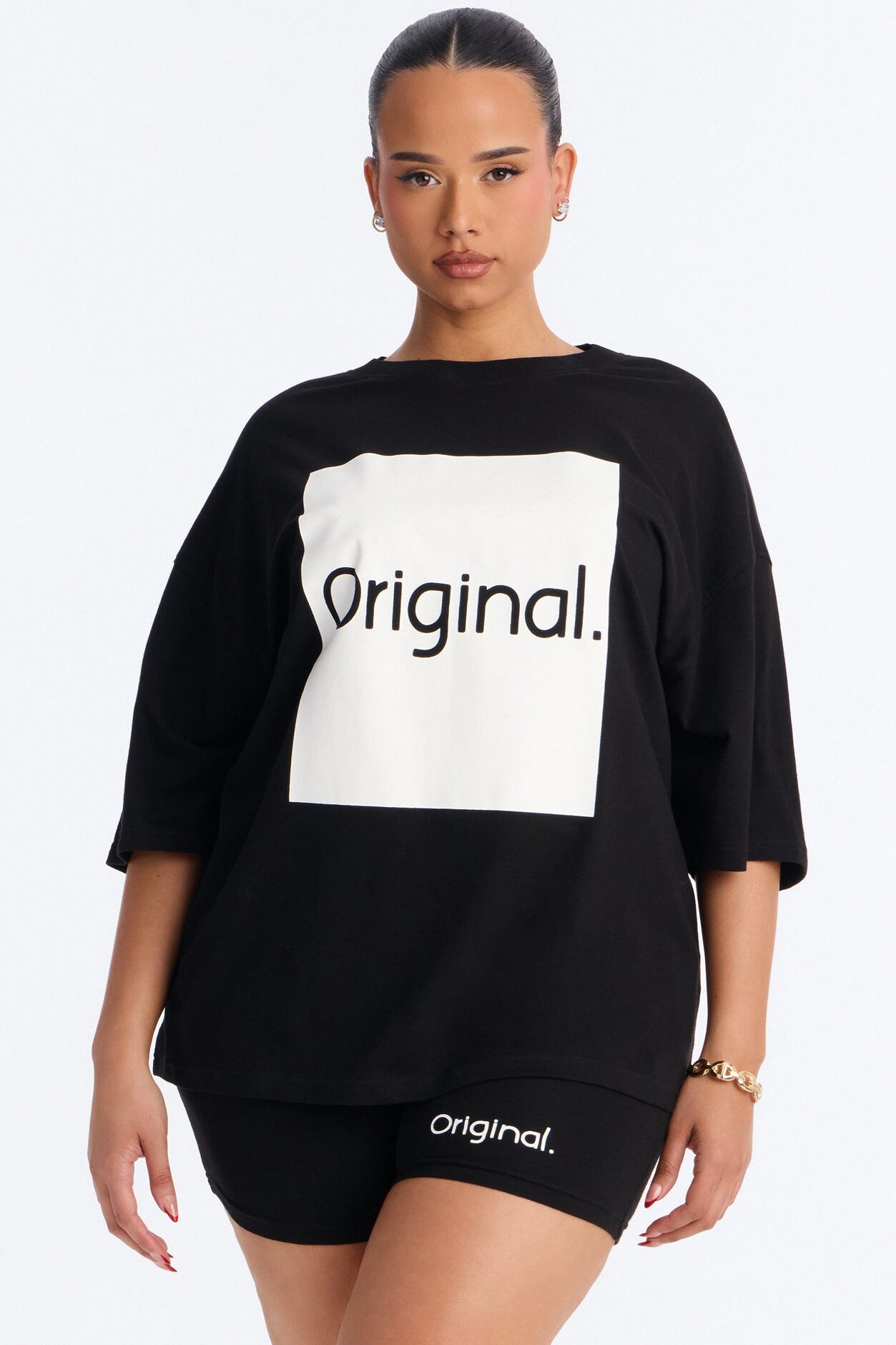 So Original Oversized T-Shirt Short Set - Black