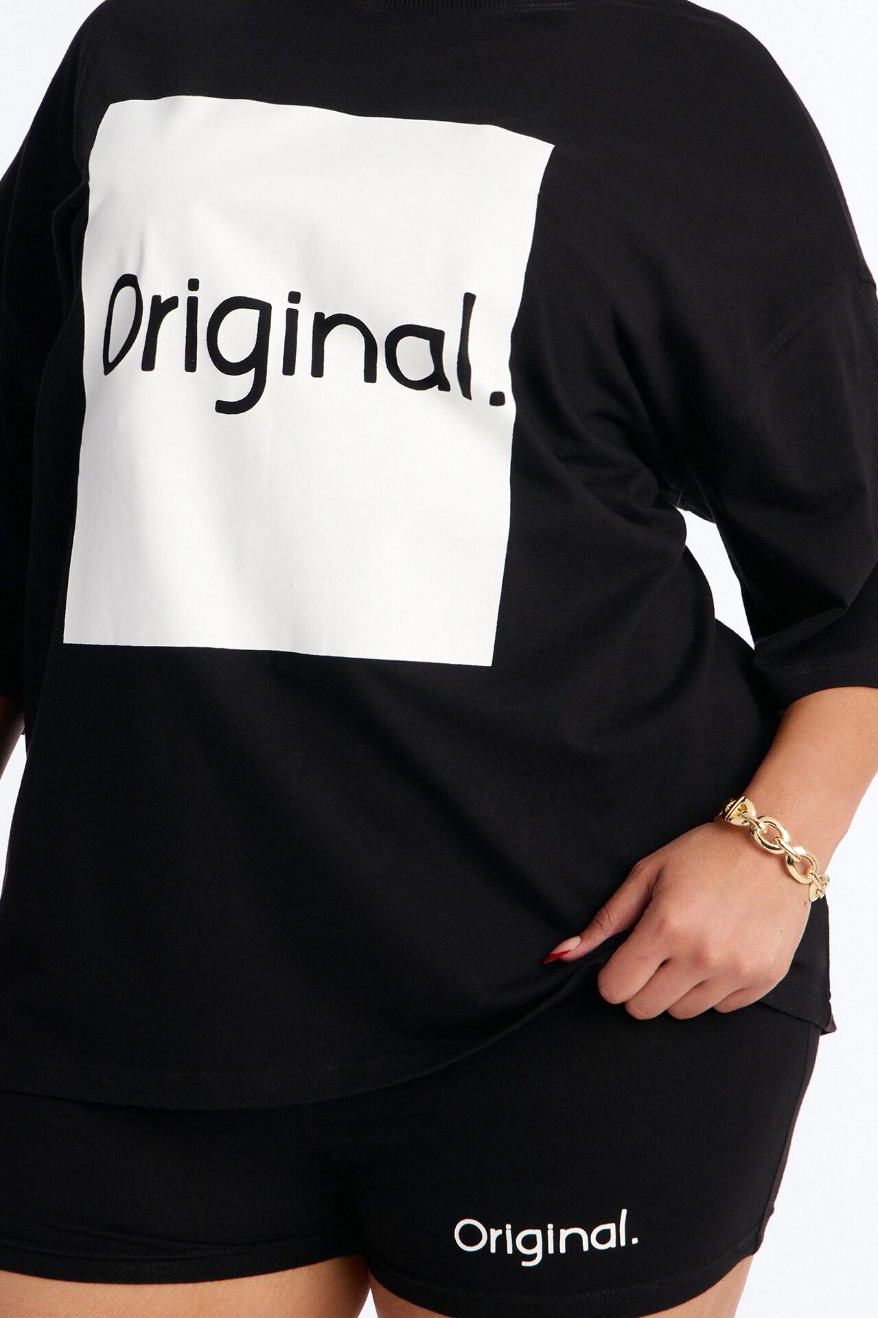 So Original Oversized T-Shirt Short Set - Black