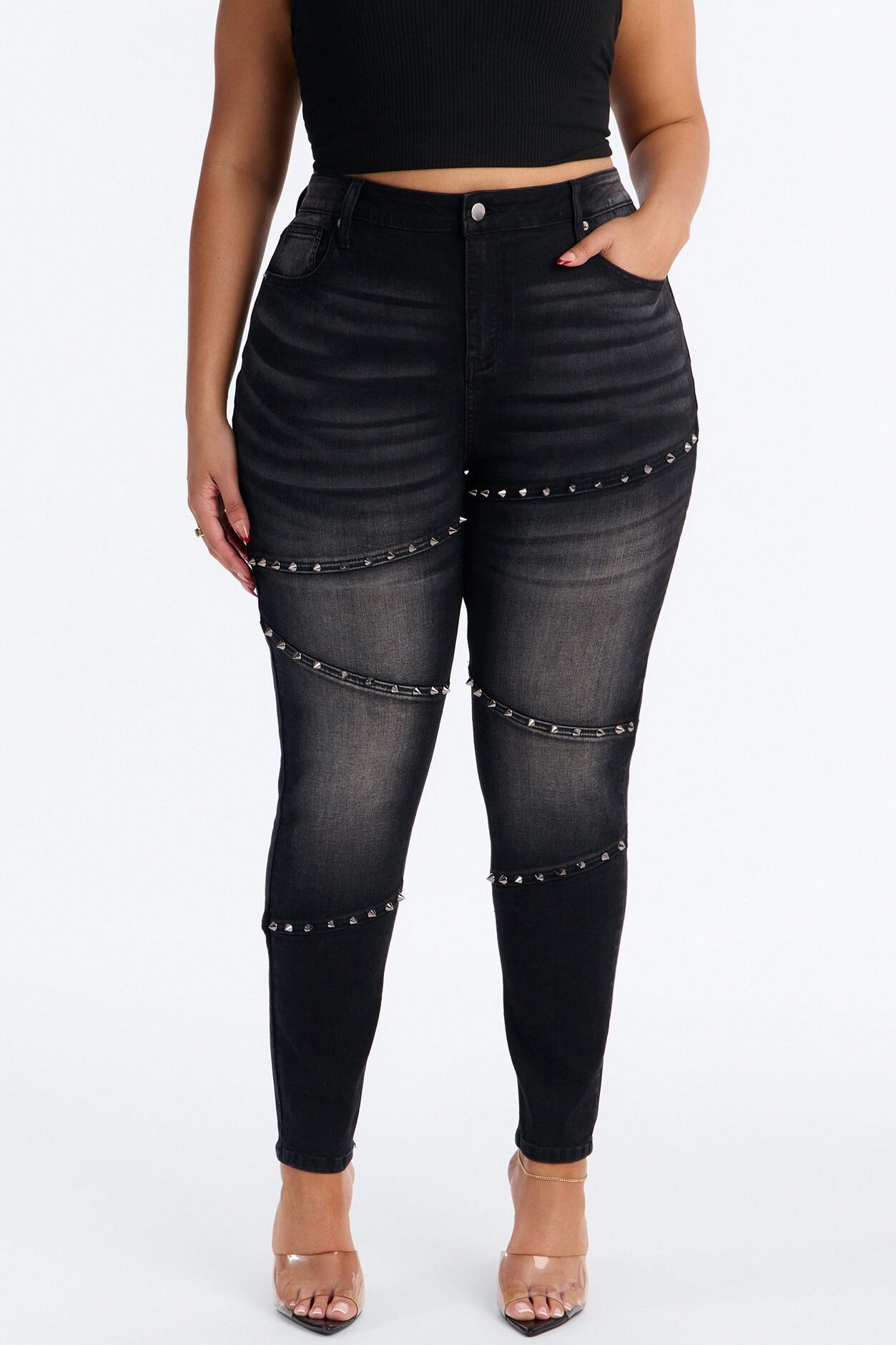 Encore Baby Studded Stretch Skinny Jeans - Black Wash
