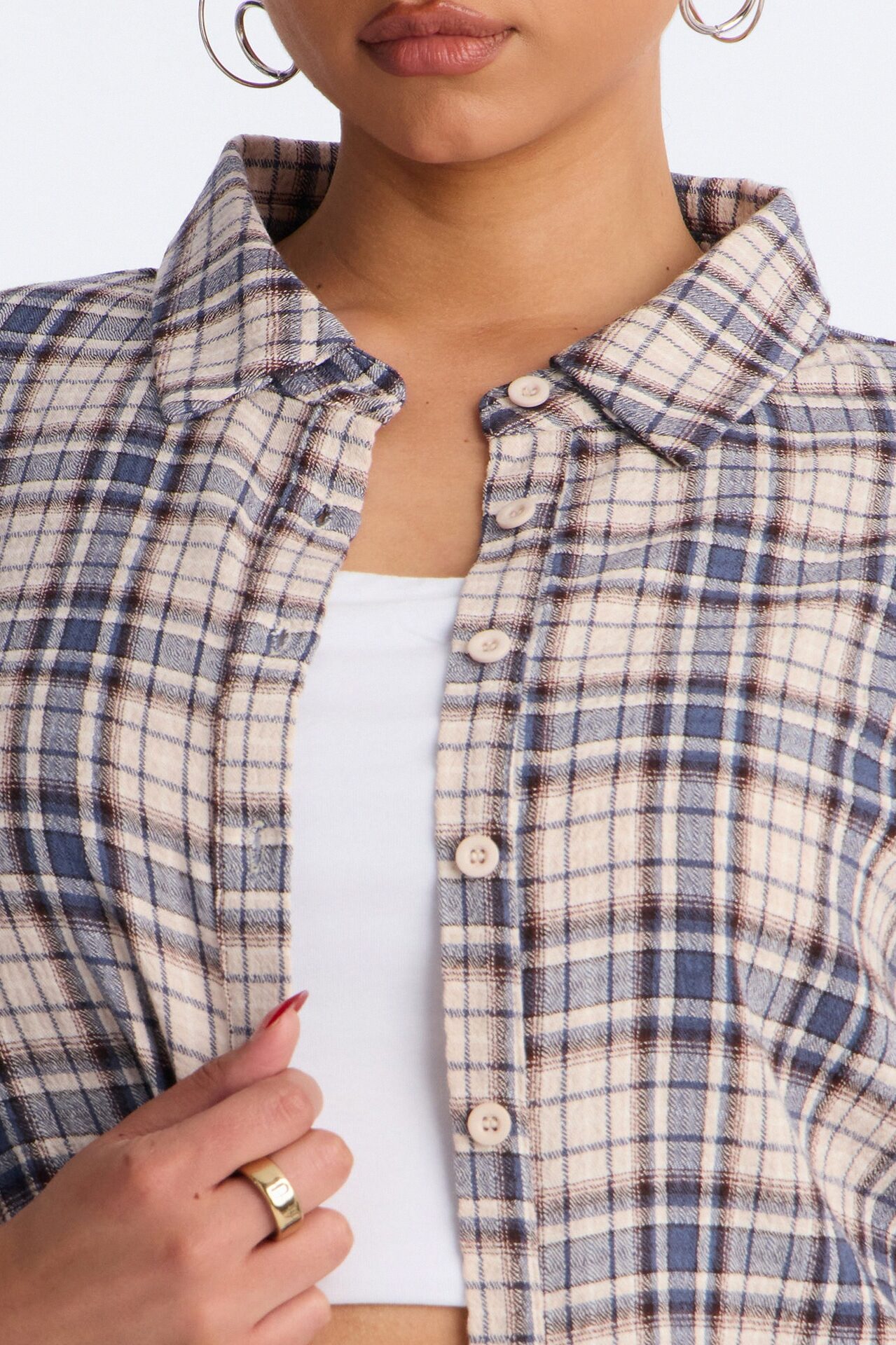Cozy Girl Plaid Shirt - Blue/combo