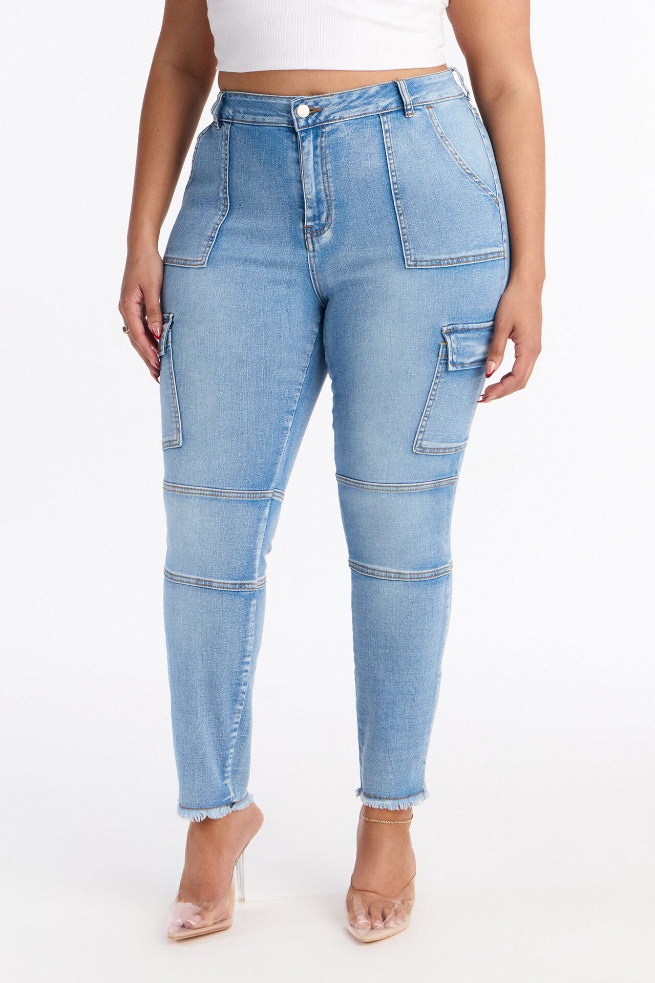 Guilty Pleasure Cargo Skinny Jeans - Light Wash