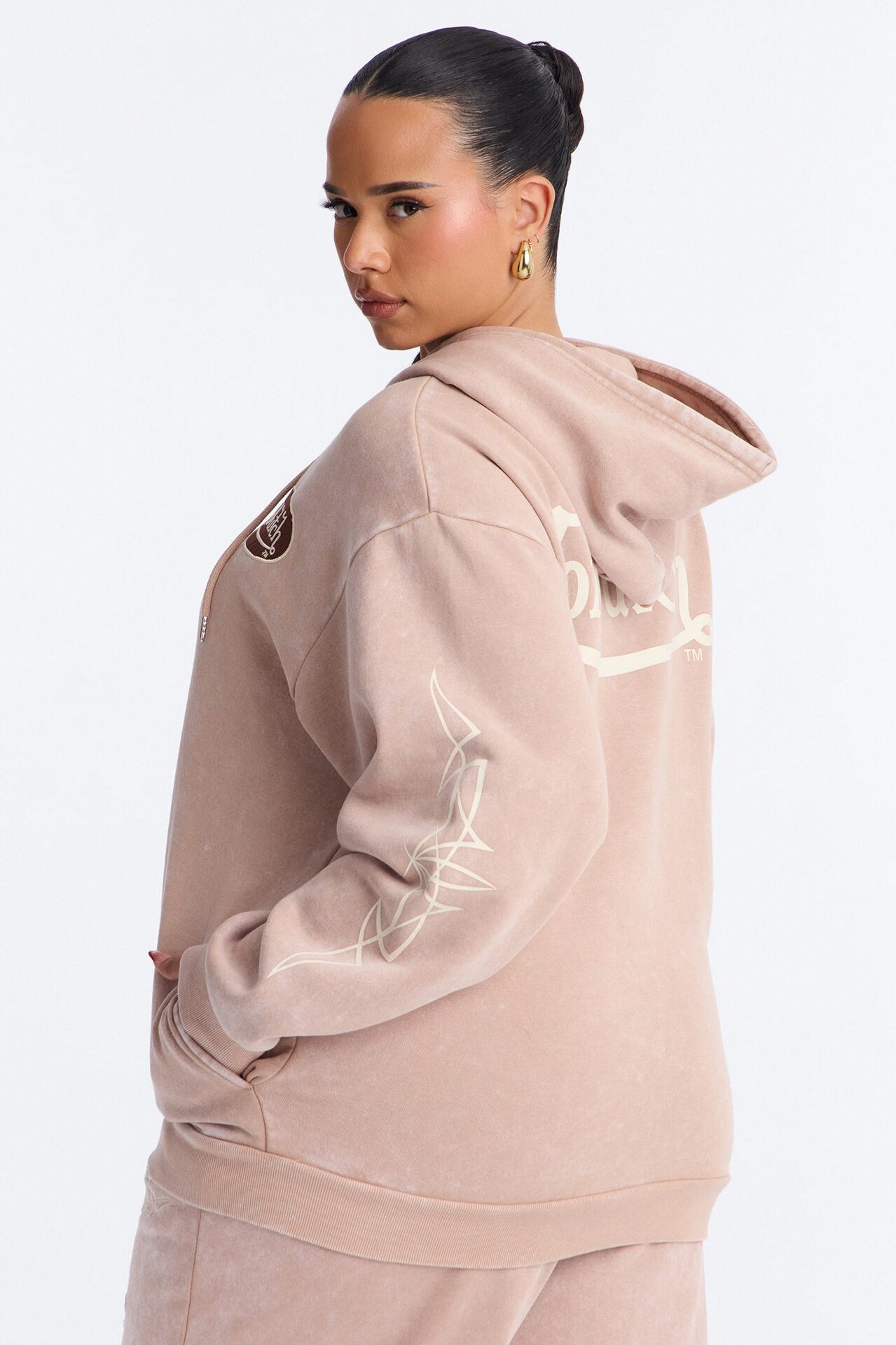 Von Dutch Washed Zip Up Sweatshirt - Taupe