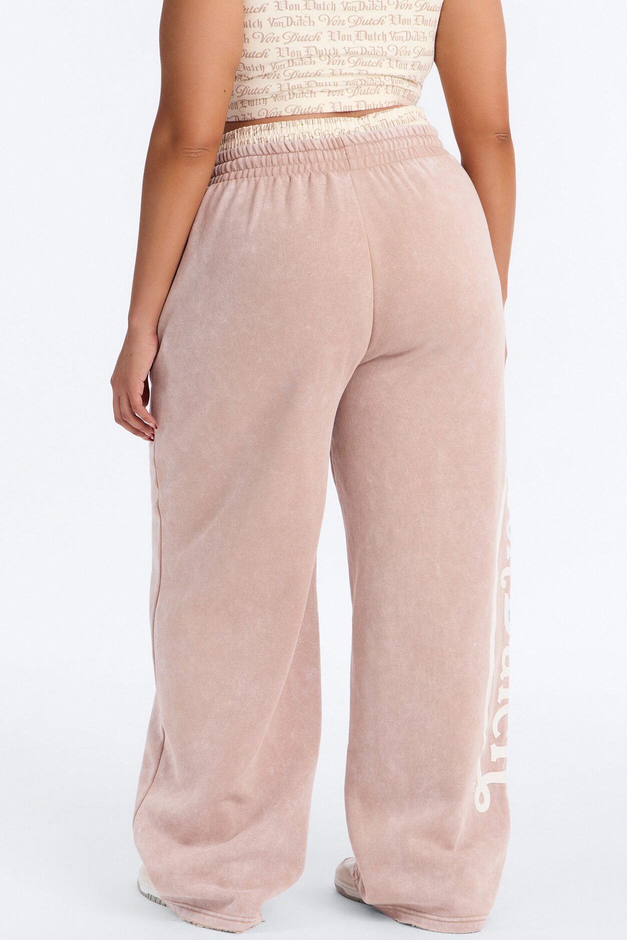 Von Dutch Wide Leg Washed Pant - Taupe