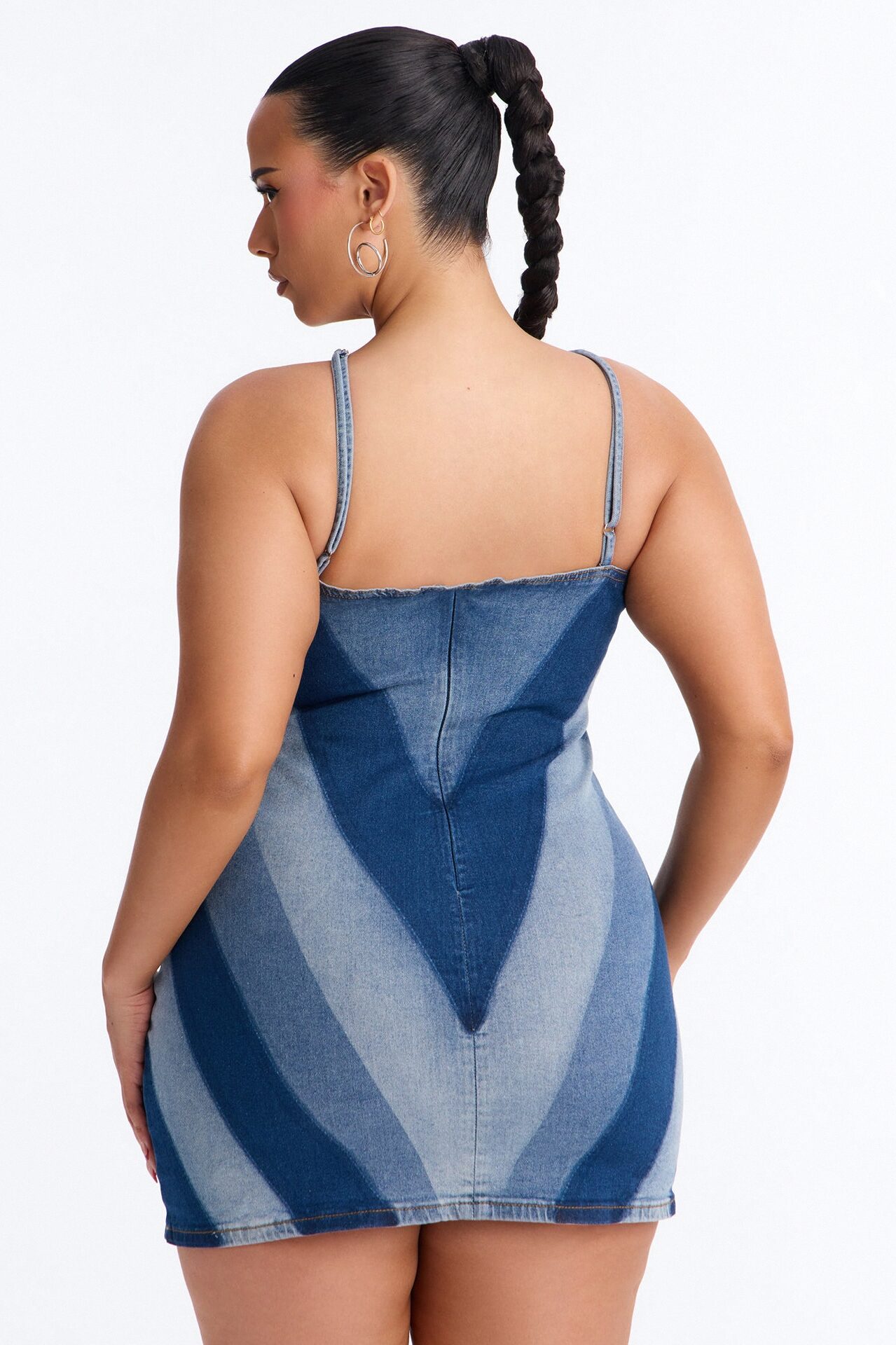 Signature Look Chevron Denim Mini Dress - Denim