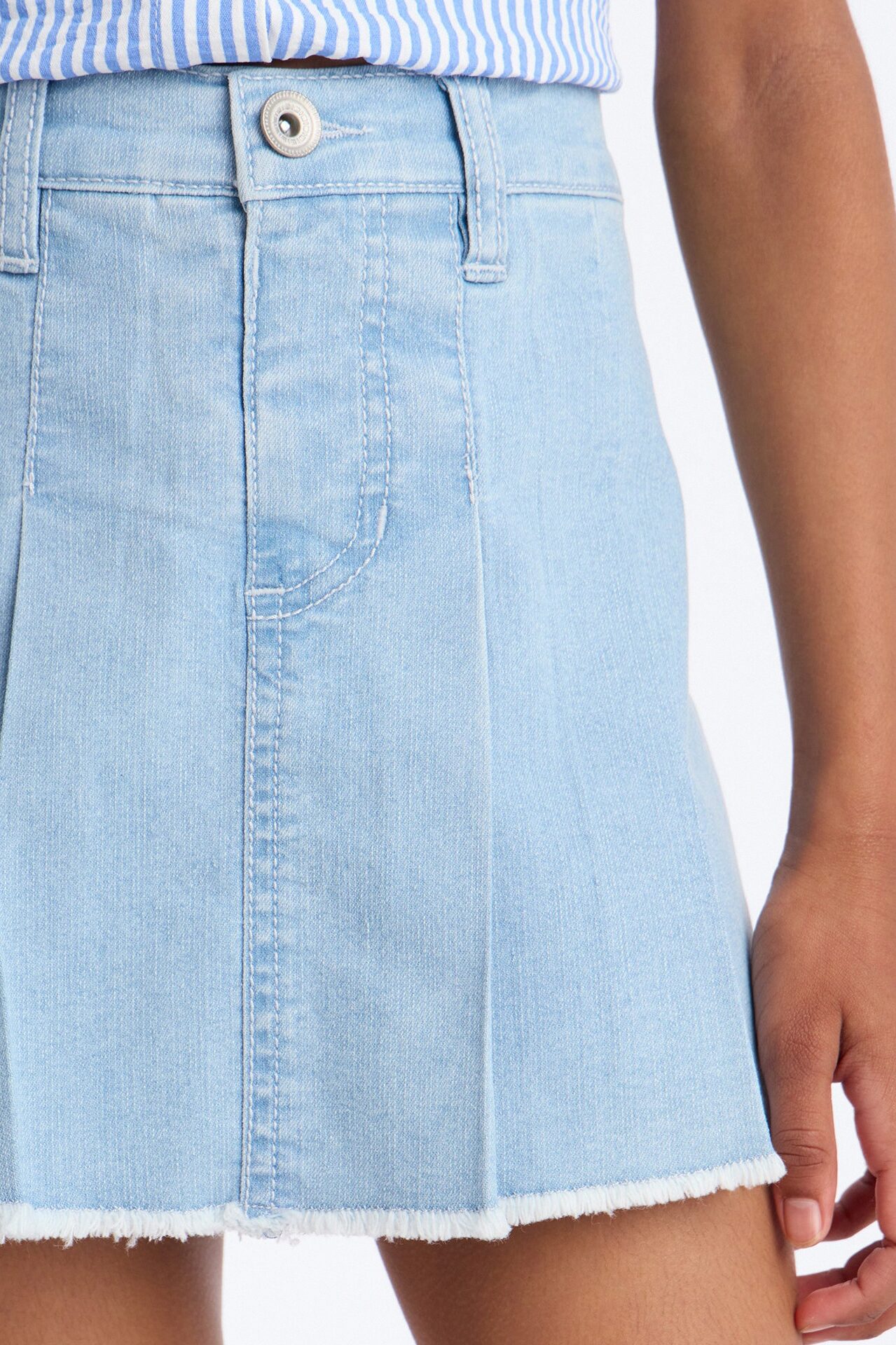 Mini Camila Pleated Denim Skort - Light Wash