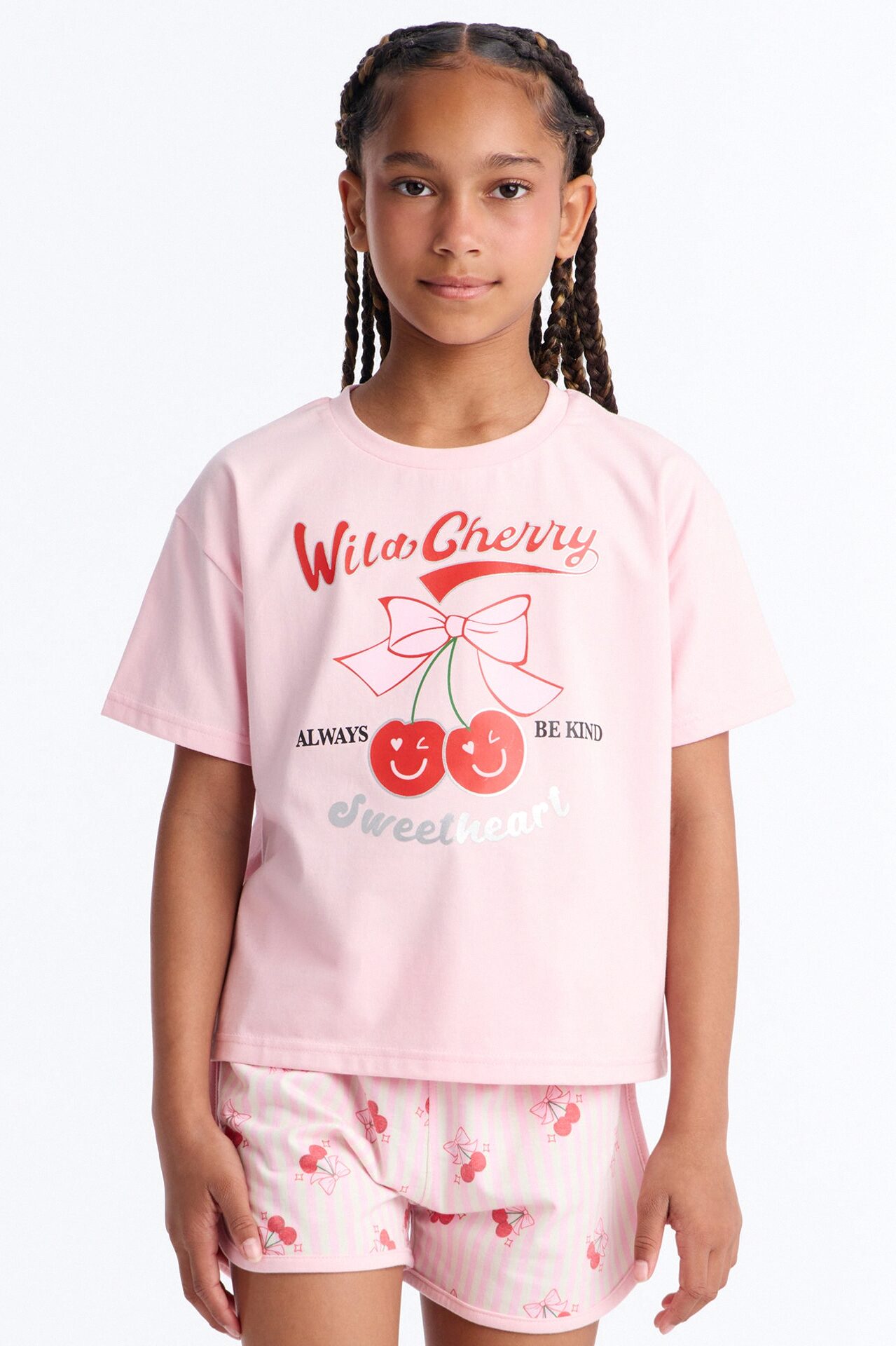 Mini Wild Cherry Short Set - Pink