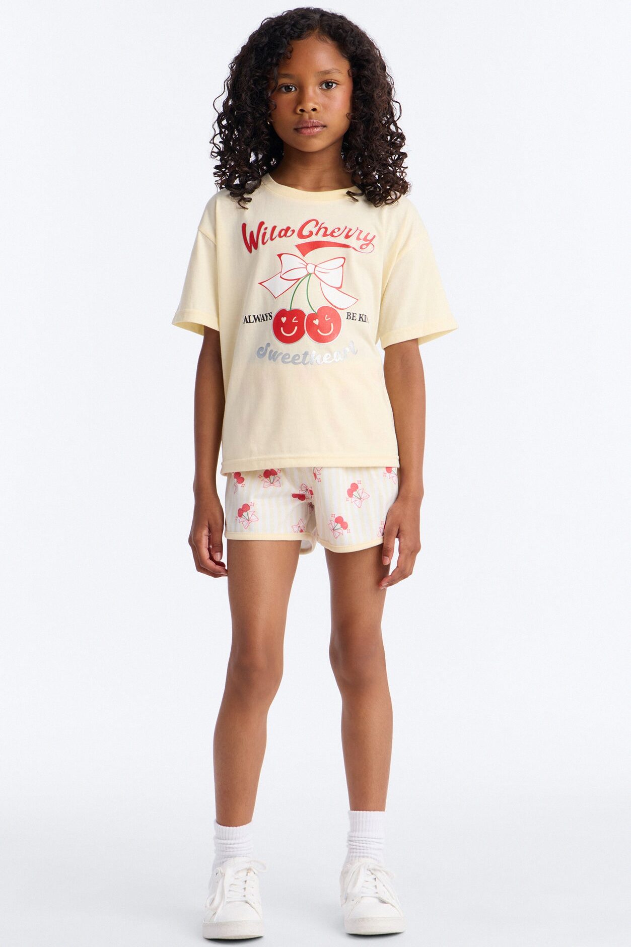 Mini Wild Cherry Short Set - Butter Yellow