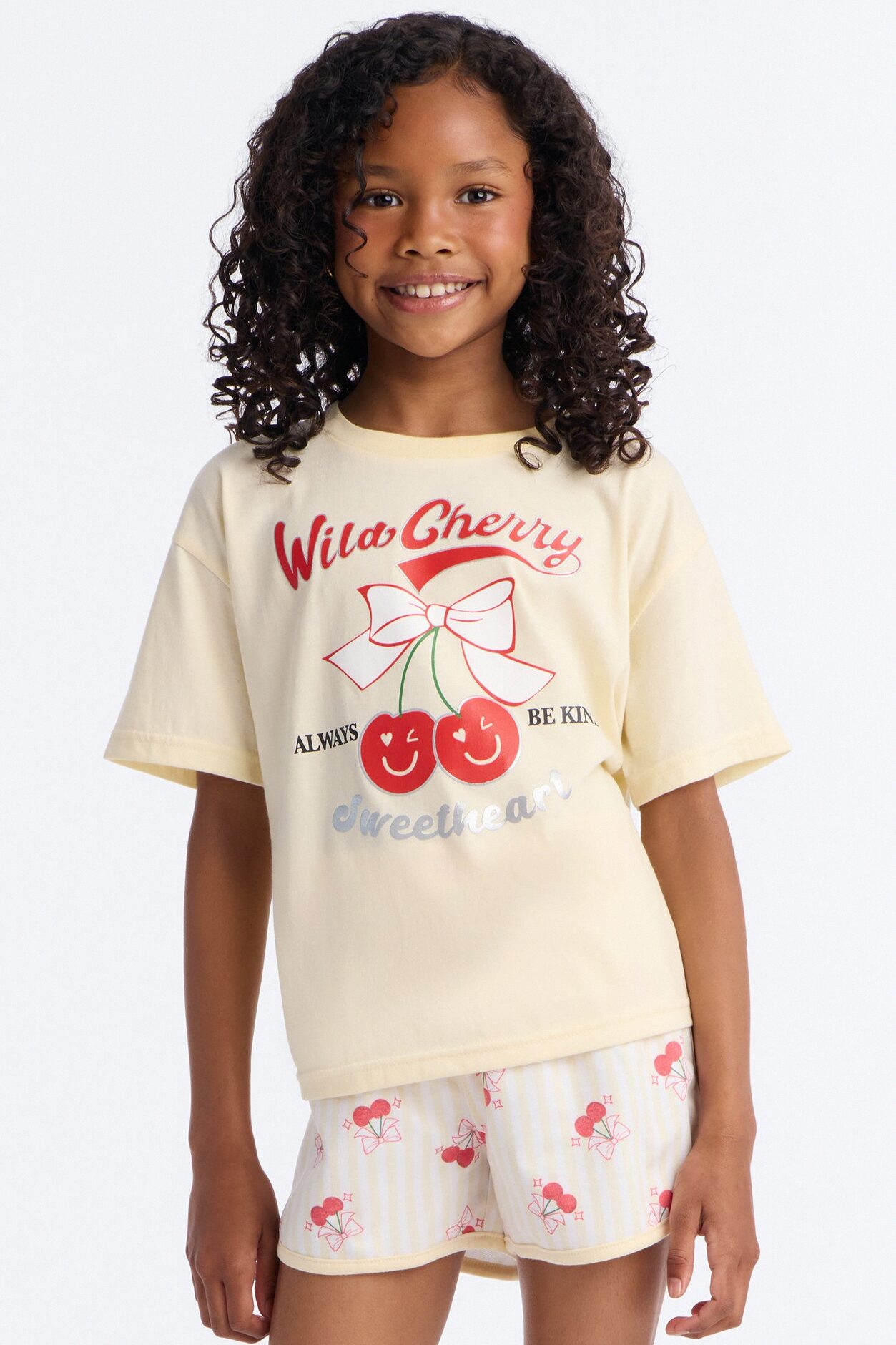 Mini Wild Cherry Short Set - Butter Yellow