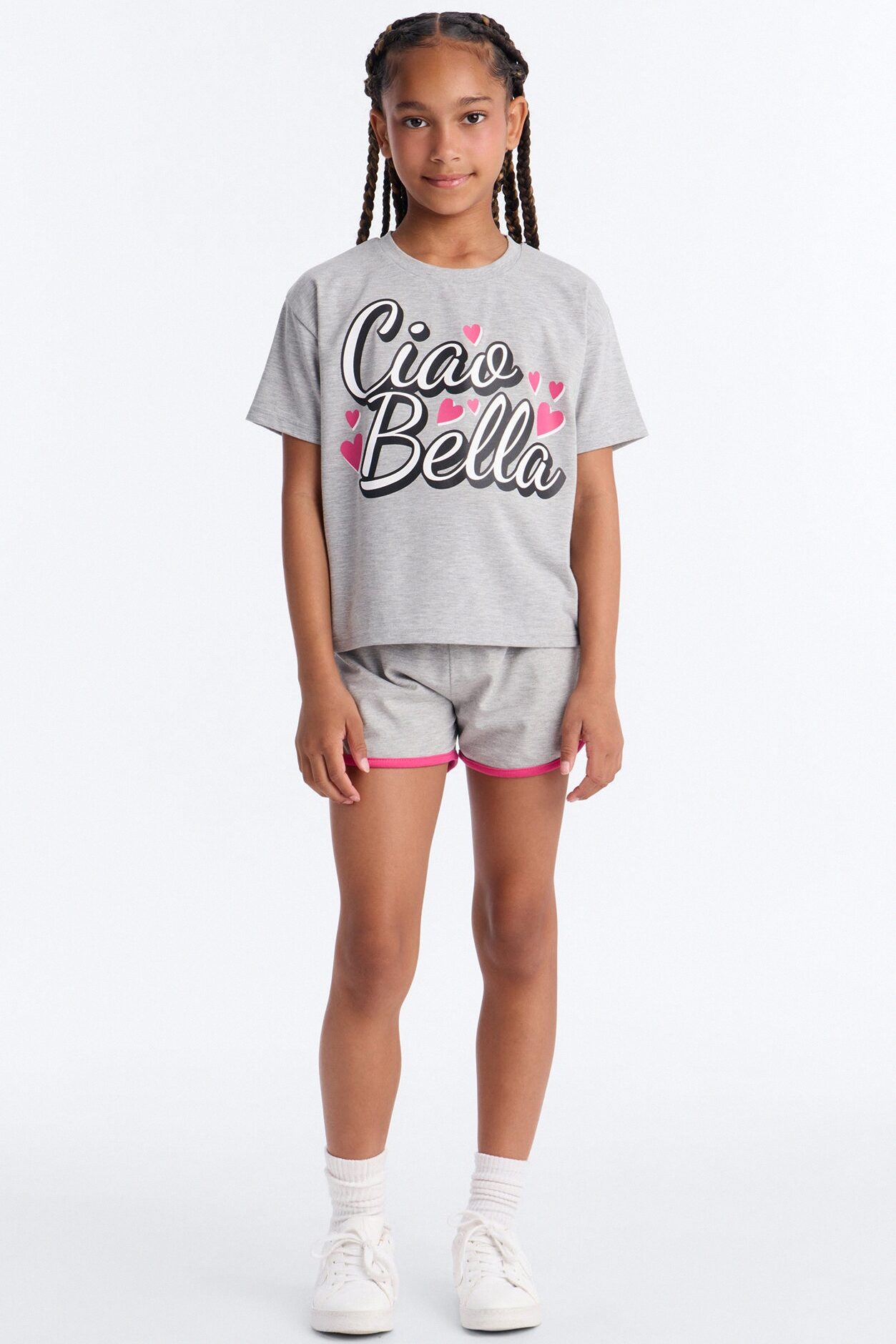 Mini Ciao Bella Short Set - Heather Grey
