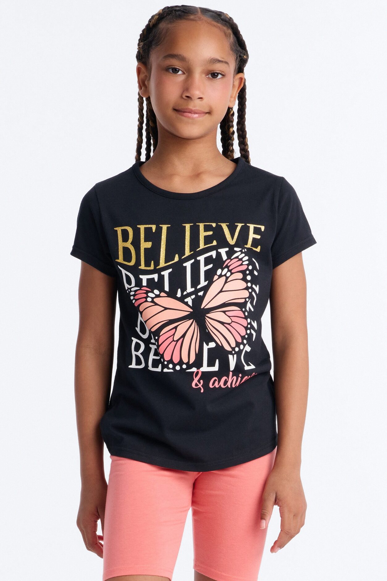 Mini Believe And Achieve Bike Short Set - Black/combo