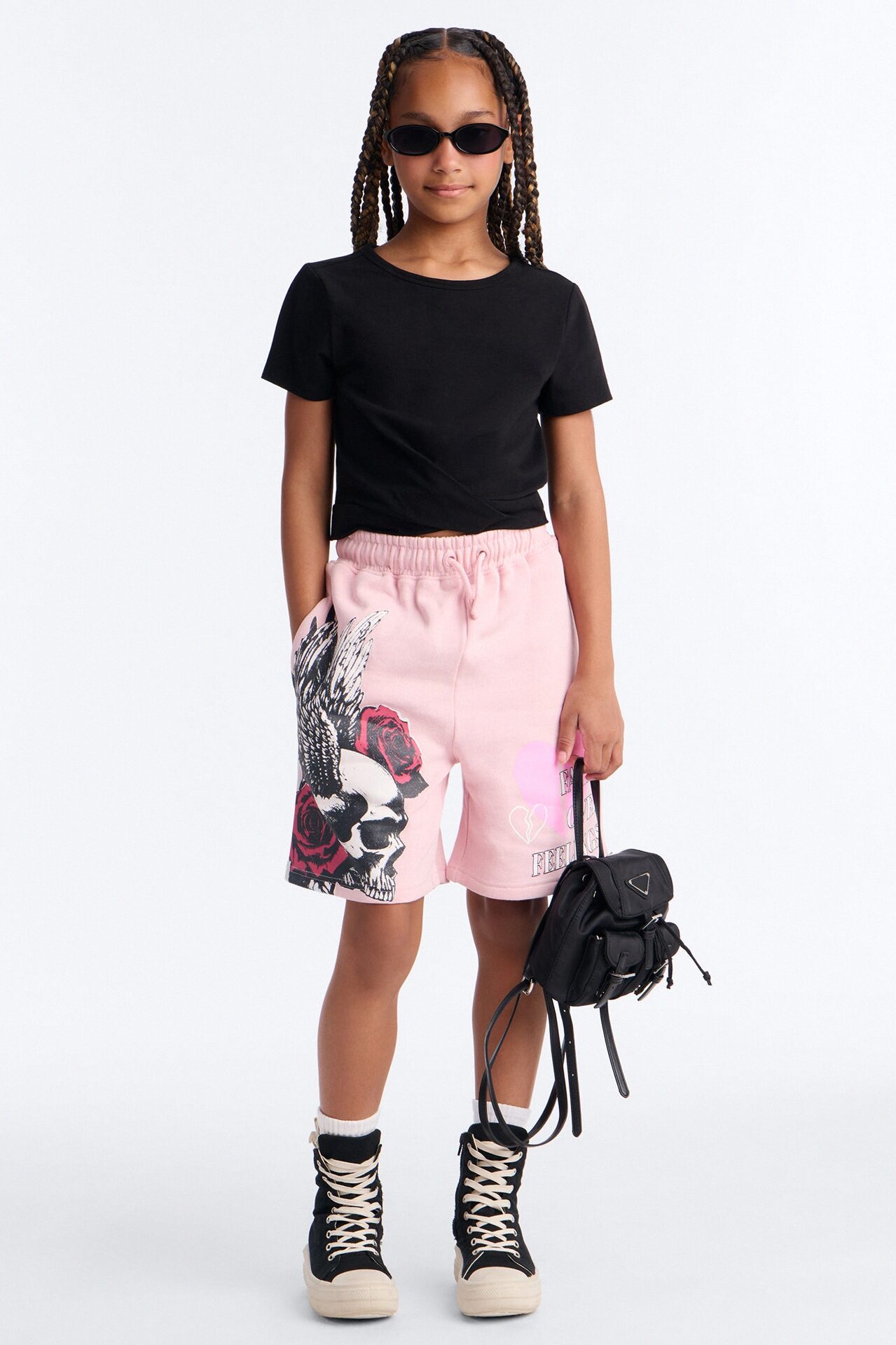 Mini Facts Over Feelings Shorts - Pink