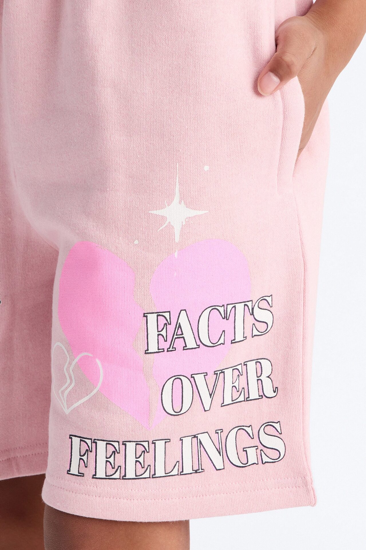 Mini Facts Over Feelings Shorts - Pink