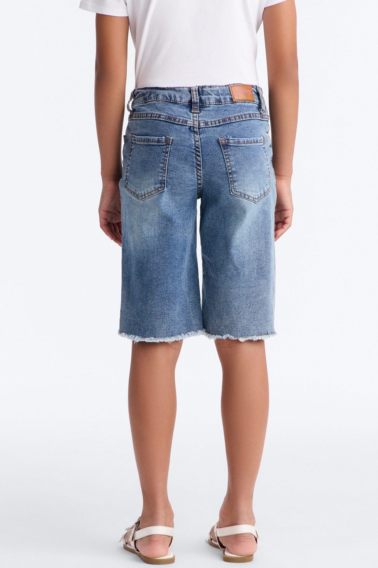 Mini Getting Impatient Patchwork Jorts - Medium Wash