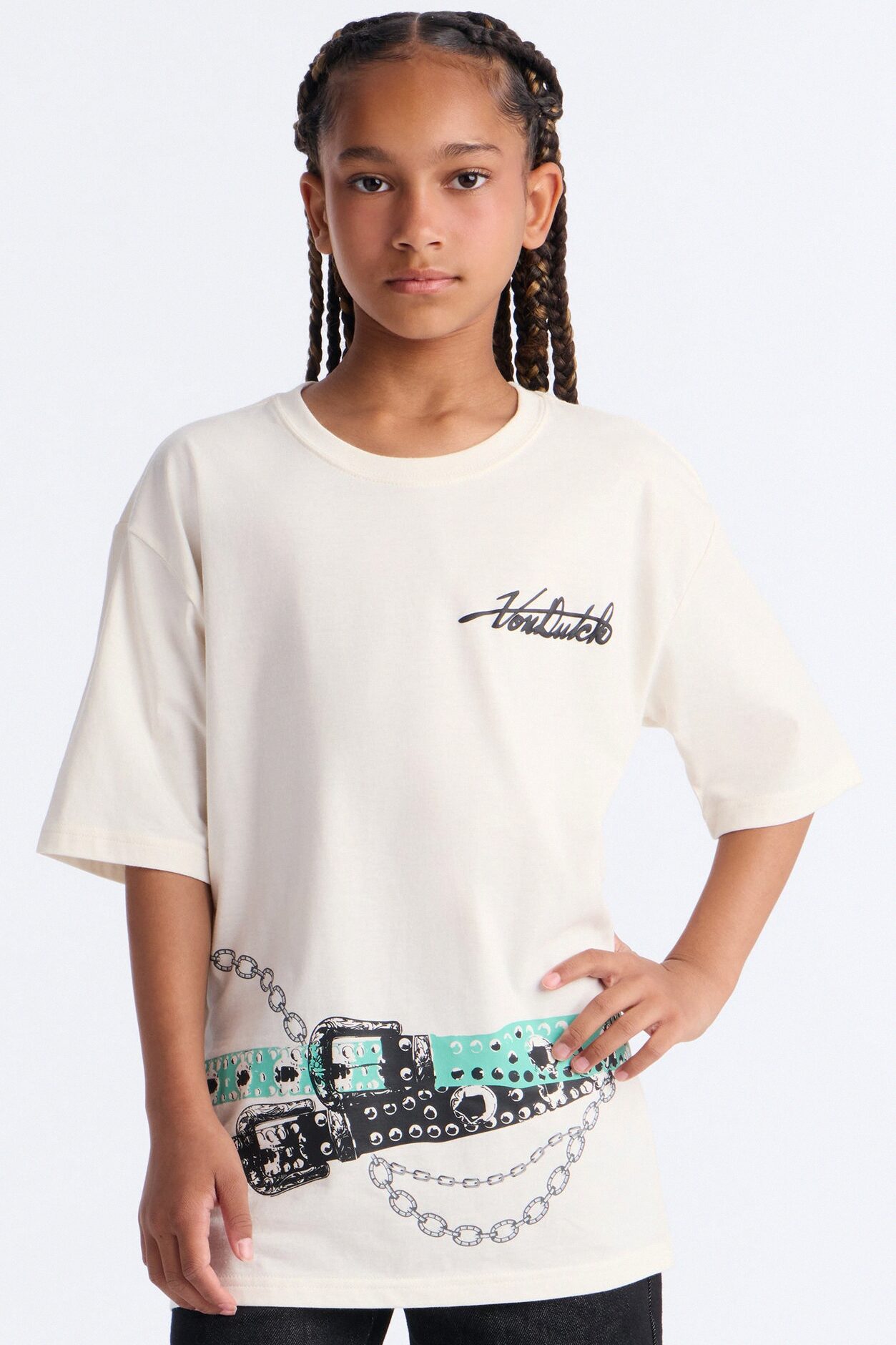 Mini Von Dutch Rebel Spirit Oversize Tshirt - Cream
