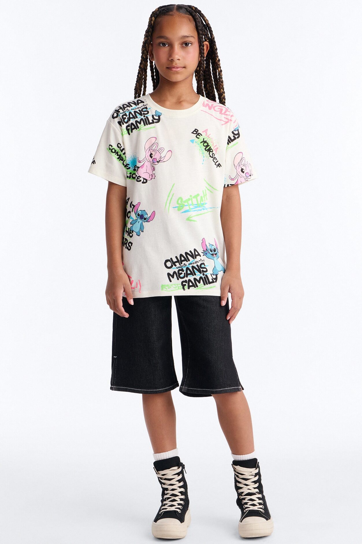 Mini Stitch And Angel Cute But Complicated Short Sleeve Tee - Cream