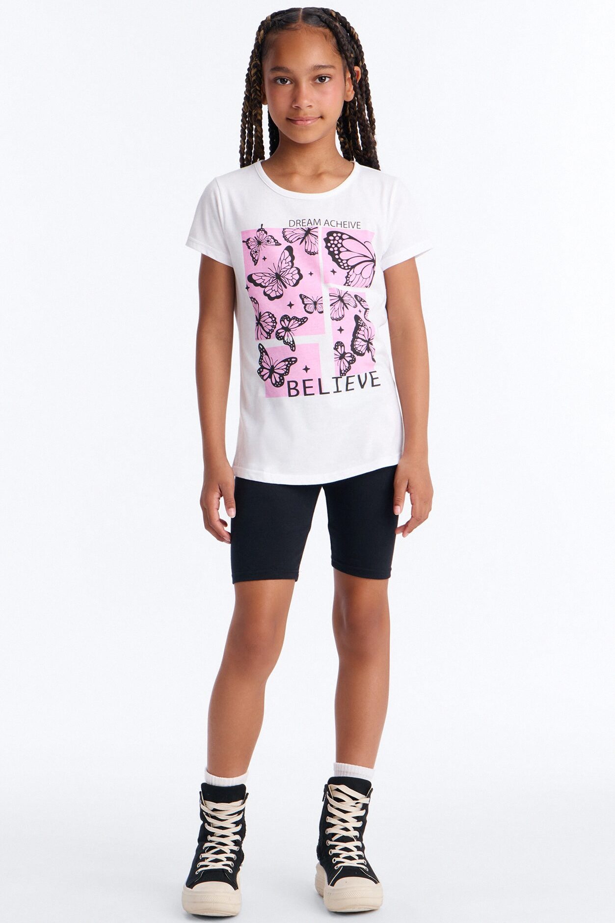Mini Believe In Your Dreams Bike Short Set - White/Black