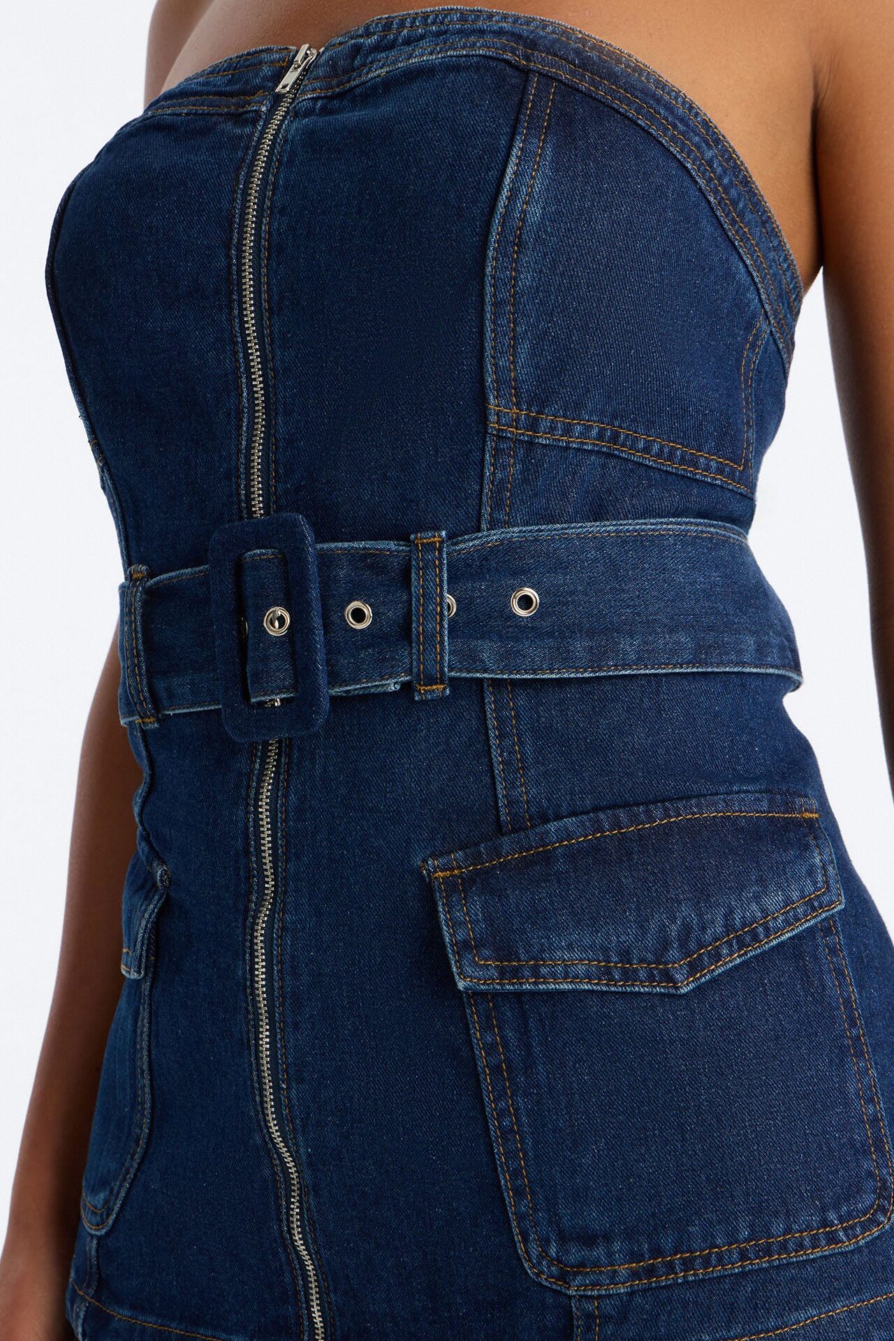 Kenny Denim Strapless Pant Set - Denim
