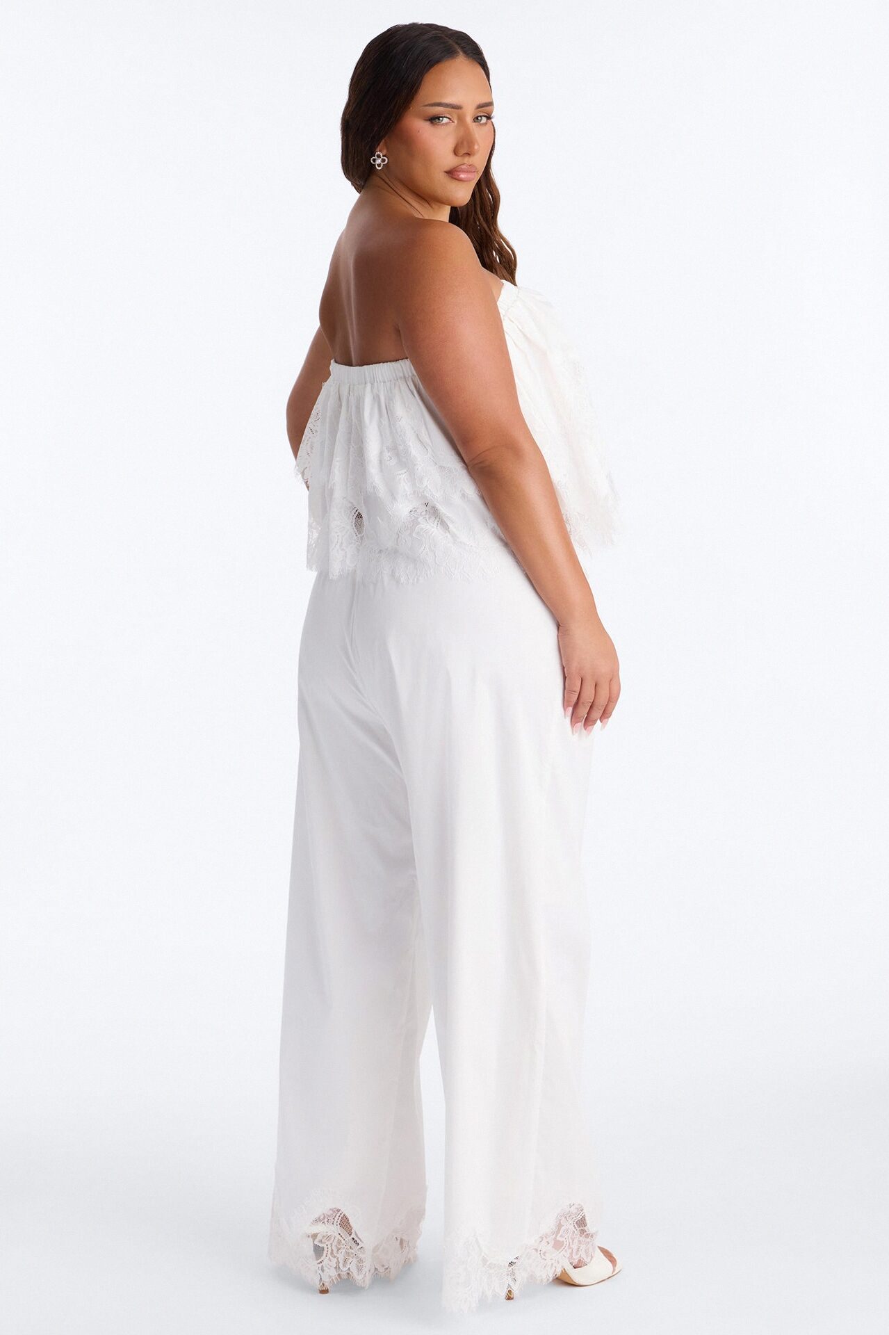 Noelle Poplin Lace Pant Set - White