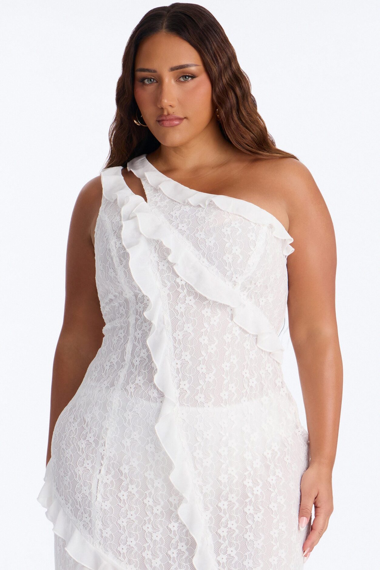 Feed My Ego Lace Midi Dress - White