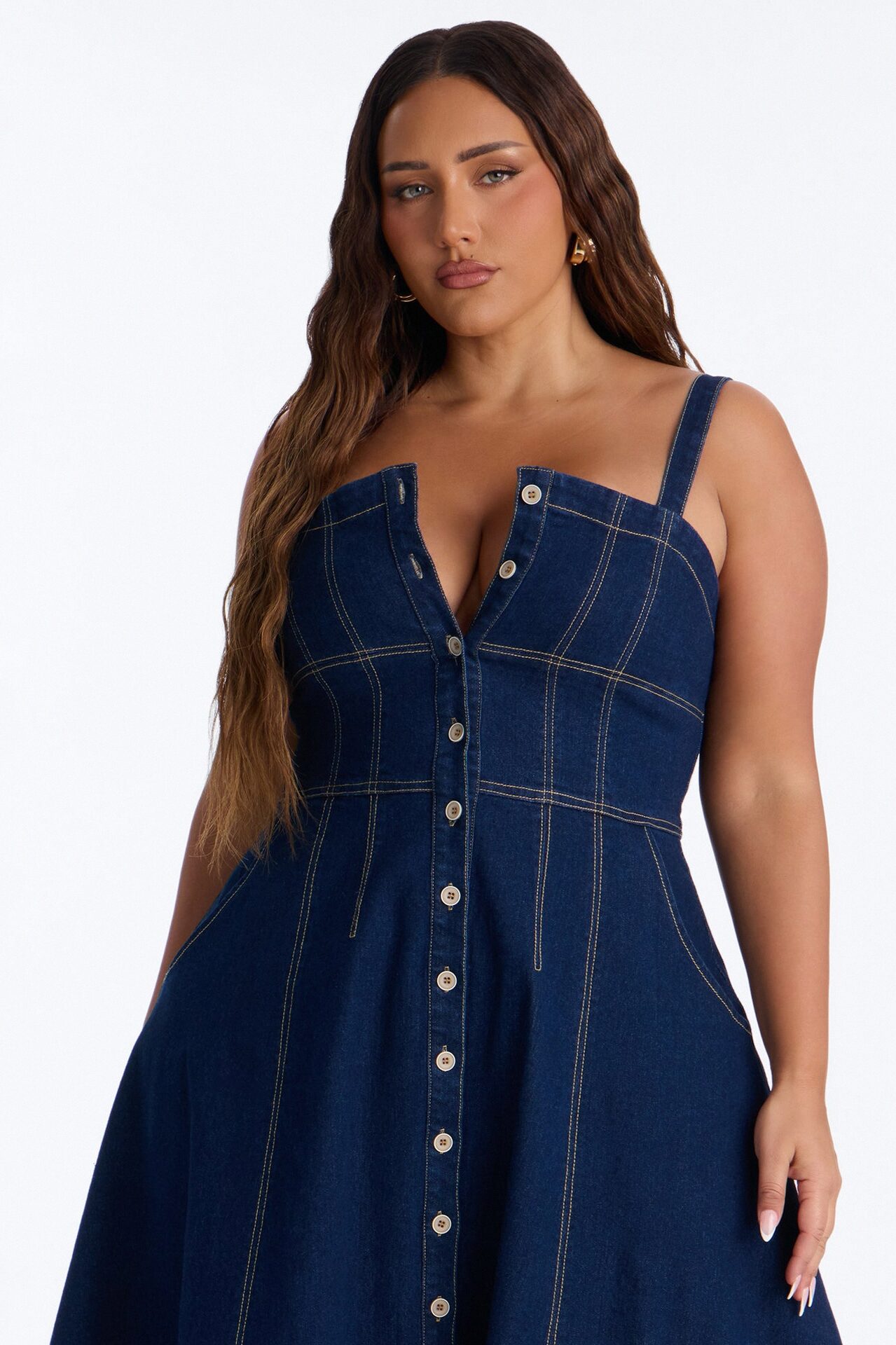 Romi Denim Midi Dress - Dark Wash